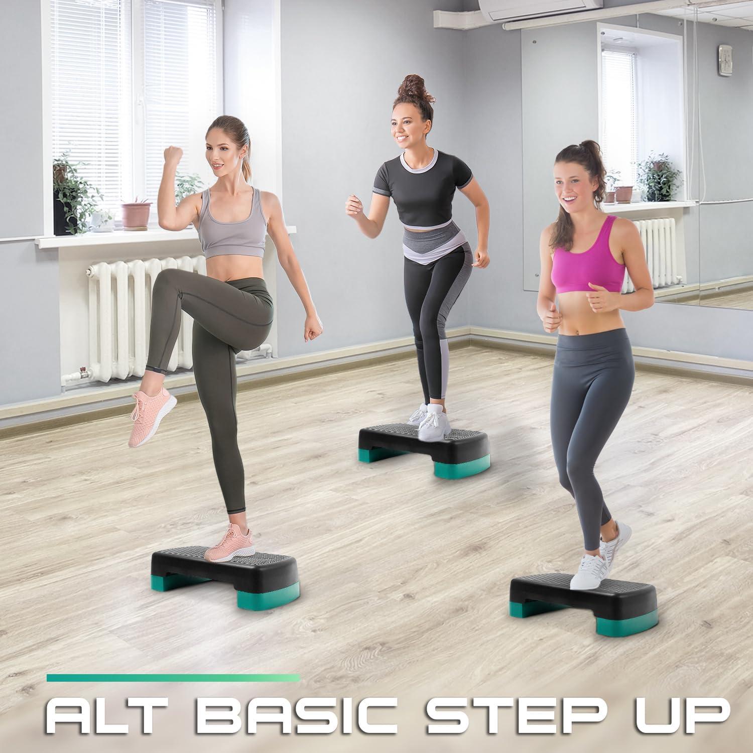 image:imageYes4All 189 Aerobic Exercise Step Platform with 2 Risers Adjustable Height Workout Stepper 3 51 for Home GymA Neo Green