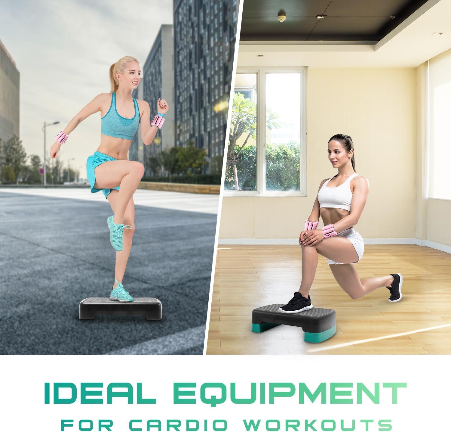 image:imageYes4All 189 Aerobic Exercise Step Platform with 2 Risers Adjustable Height Workout Stepper 3 51 for Home GymA Neo Green