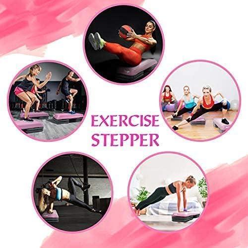 image:imageYes4All 189 Aerobic Exercise Step Platform with 2 Risers Adjustable Height Workout Stepper 3 51 for Home GymF Pink Grey