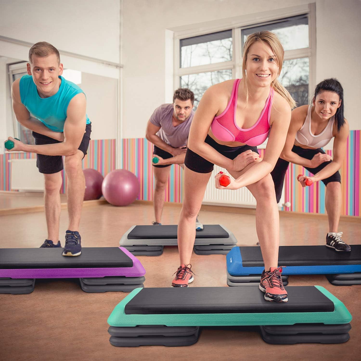 image:imageYes4All 189 Aerobic Exercise Step Platform with 2 Risers Adjustable Height Workout Stepper 3 51 for Home GymH Black