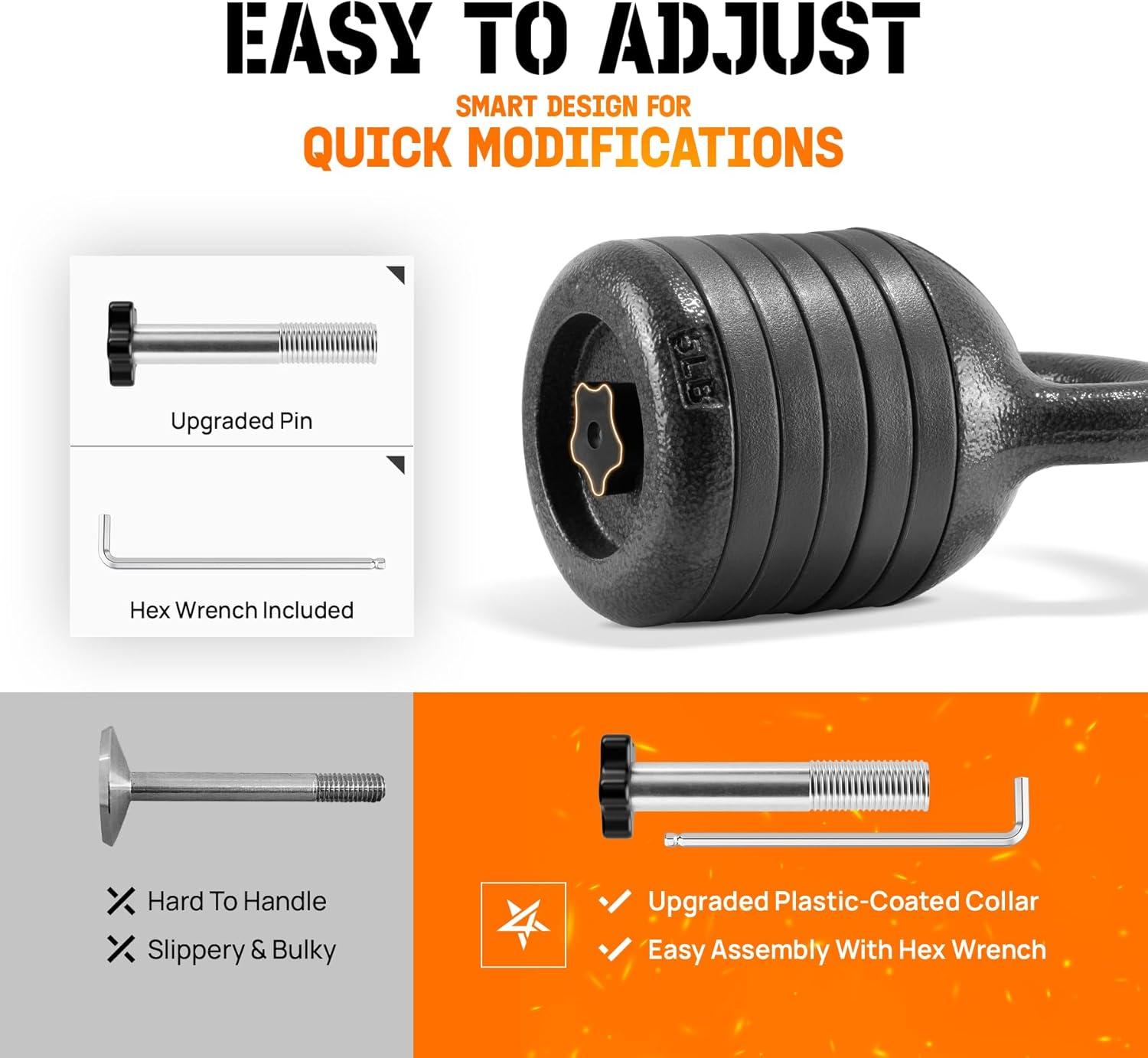 image:imageYes4All Adjustable Kettlebell Set 2040 LB Weight Set Solid Cast Iron Handle with Spacer Disks amp Secure Lock SpaceSaving Kettlebell for Home Gym Strength Training Black20lbs