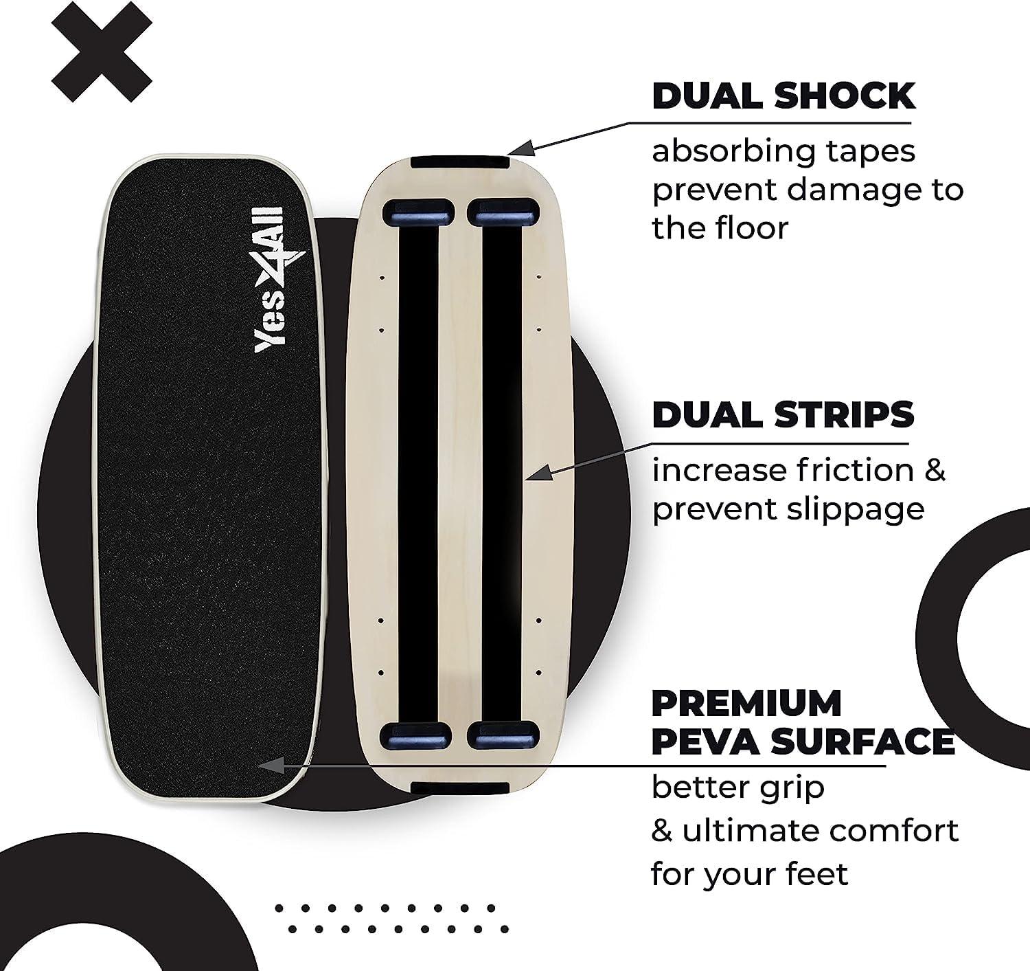 image:imageYes4All Balance Board Sports Trainer Surf Trainer Board With Adjustable Stoppers Improve Core Strength and Balance ControlB Black