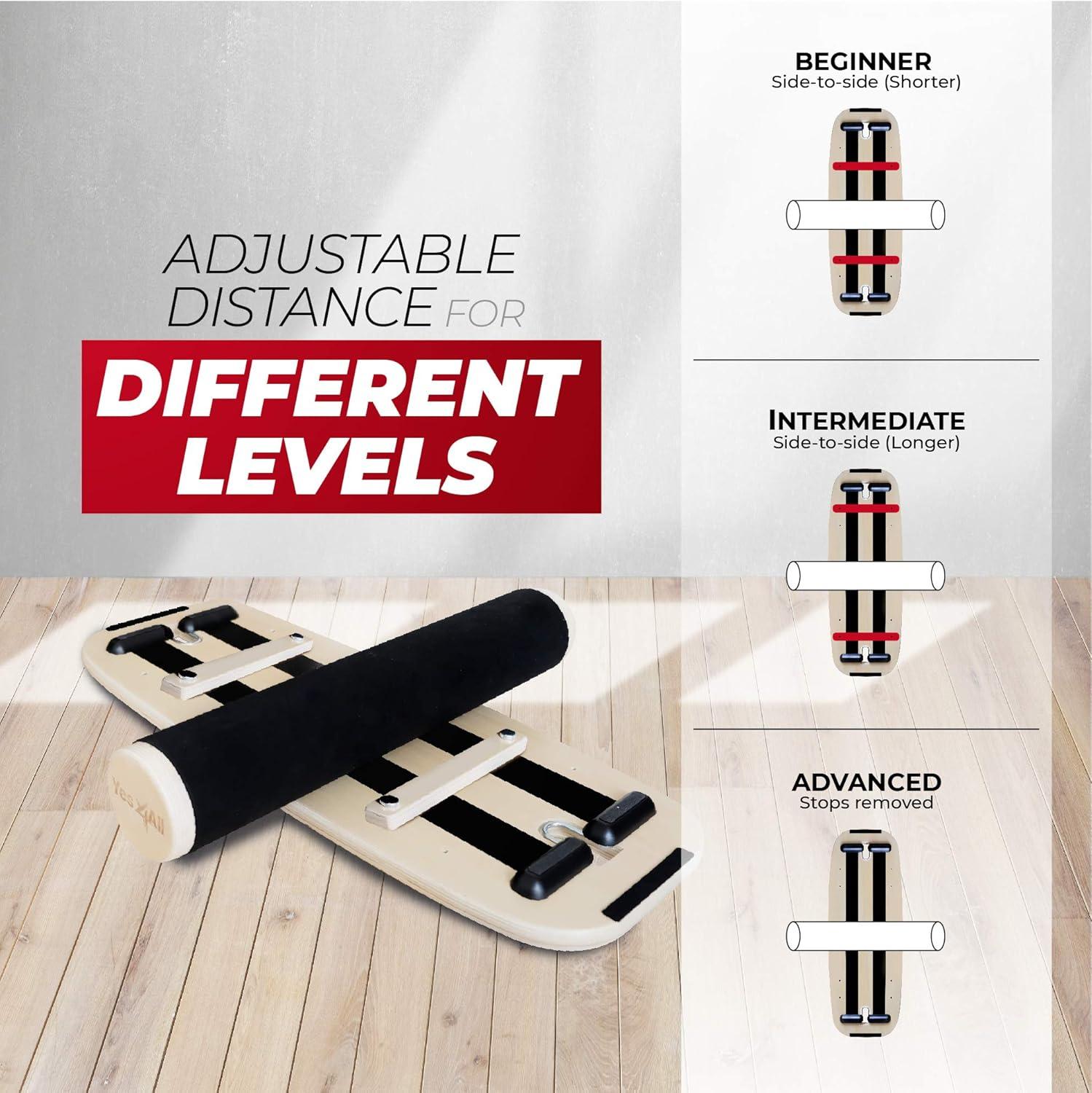 image:imageYes4All Balance Board Sports Trainer Surf Trainer Board With Adjustable Stoppers Improve Core Strength and Balance ControlH Combo Portable Home Gym BlackRed