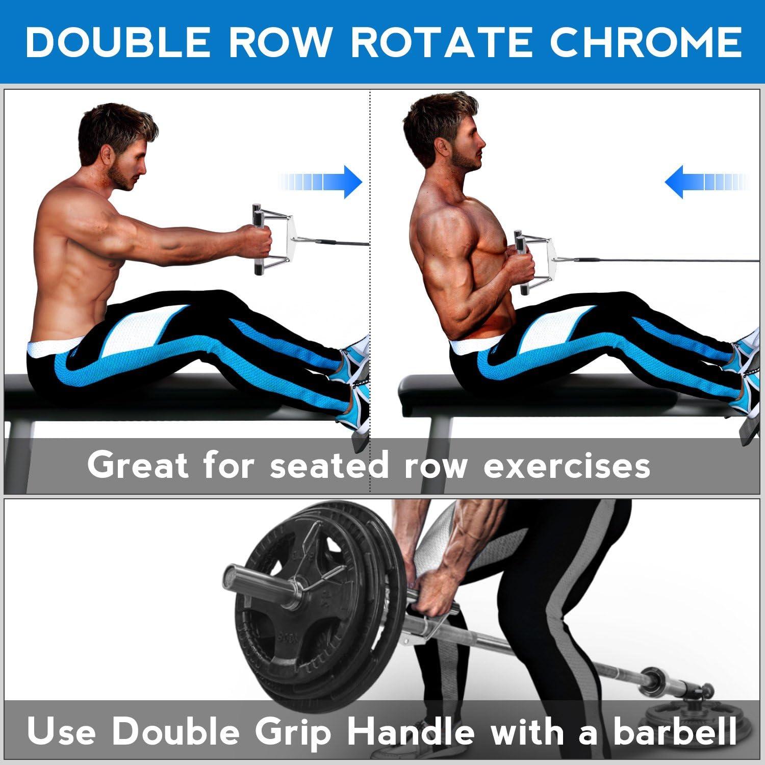 image:imageYes4All Cable Machine Attachment Double D Handle amp Tricep Rope Cable Attachment Weight Machine Accessories Load 880 LB for Home GymB Double Row Rubber