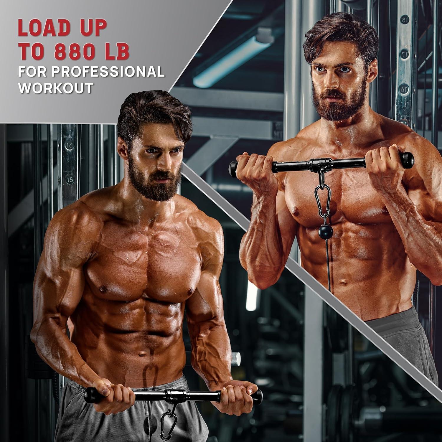 image:imageYes4All Cable Machine Attachment Row Handles Tricep Rope Straight Bar V Bar LAT Pulldown Accessories Load 880 LB for Home GymKBlack Cable Attachments Accessories Set with Curl Lat Pulldown Bar 30