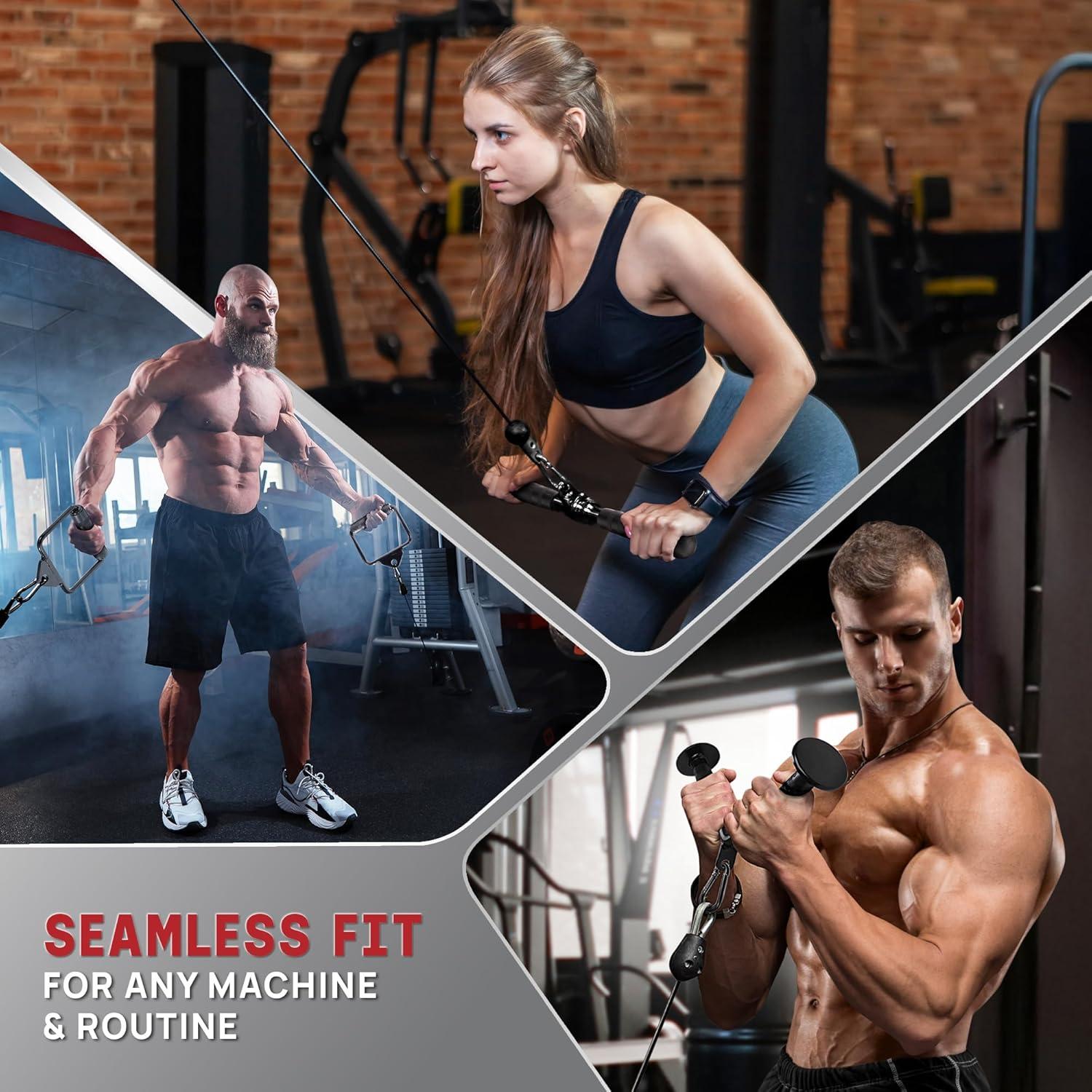 image:imageYes4All Cable Machine Attachment Row Handles Tricep Rope Straight Bar V Bar LAT Pulldown Accessories Load 880 LB for Home GymKBlack Cable Attachments Accessories Set with Curl Lat Pulldown Bar 30