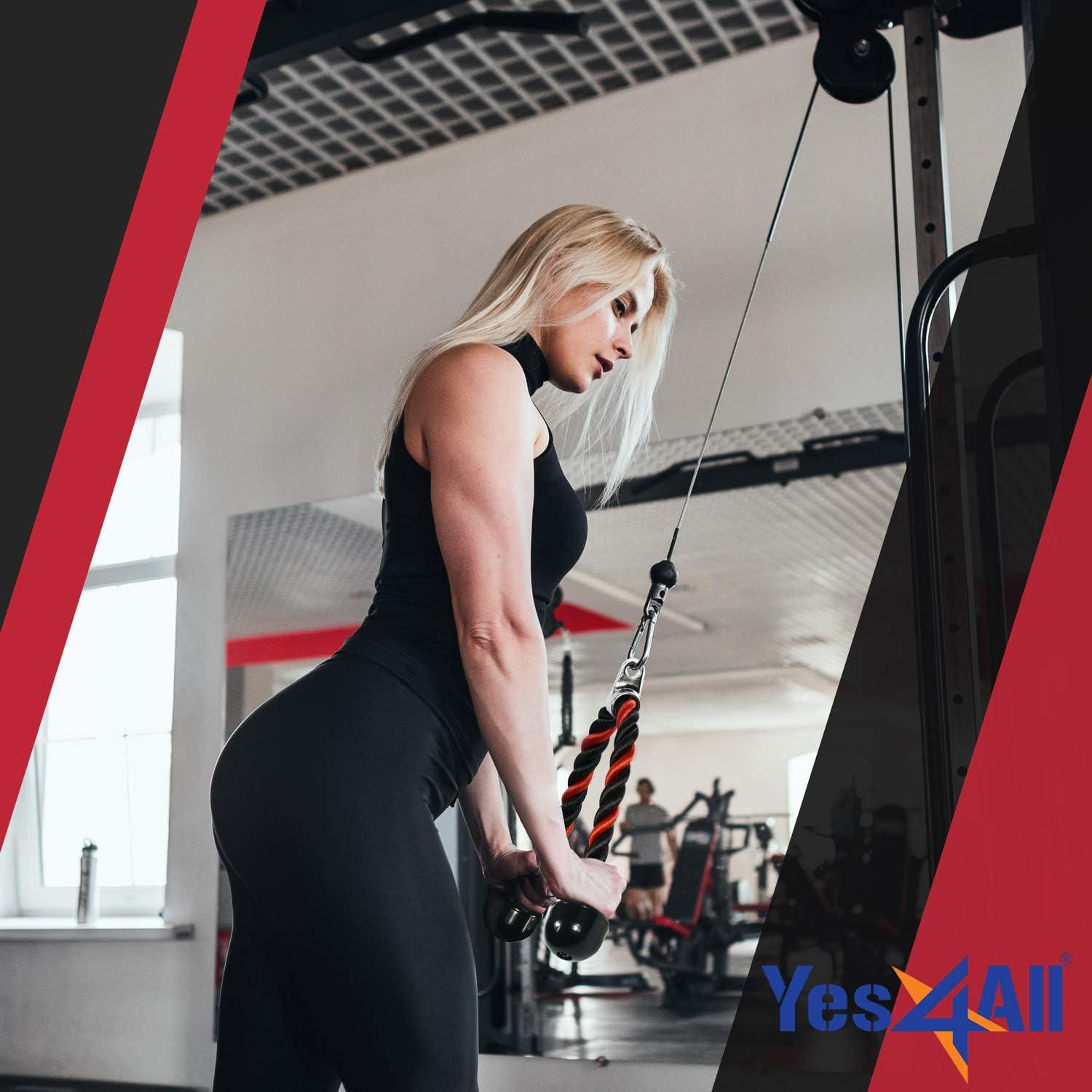 image:imageYes4All Deluxe Tricep Rope Cable Attachment 27 amp 36 inch with 4 Colors Exercise Machine Attachments Pulley System Gym Pull Down Rope with CarabinerF 36 Red Black
