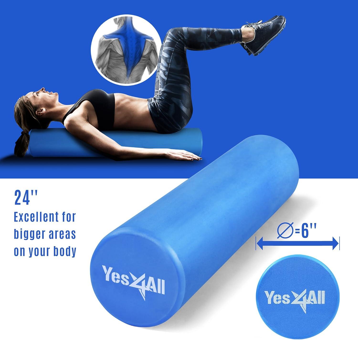 image:imageYes4All EVA Firm Foam Roller for Back Round Back Roller for Exercise Yoga amp Pilates 12182436 inchA Blue