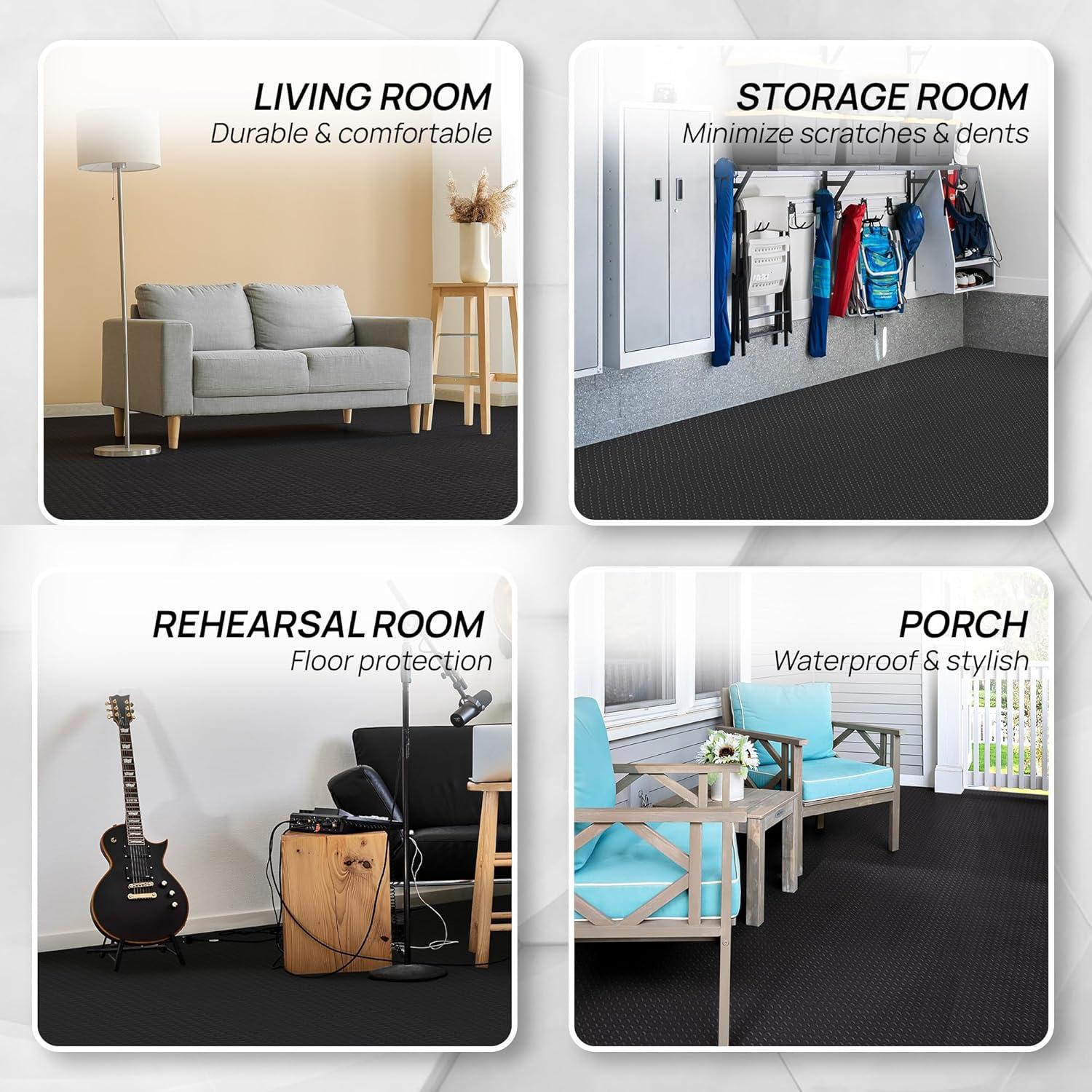 image:imageYes4All EVA Interlocking Mats Puzzle Floor Tiles Foam Floor Padding with Border for Furniture Home Space Living Room Garage 11153299 SQFTBlack
