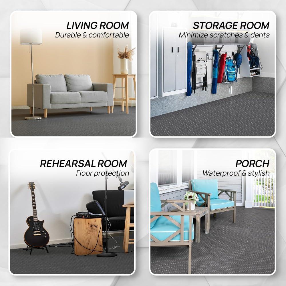 image:imageYes4All EVA Interlocking Mats Puzzle Floor Tiles Foam Floor Padding with Border for Furniture Home Space Living Room Garage 11153299 SQFTBlack