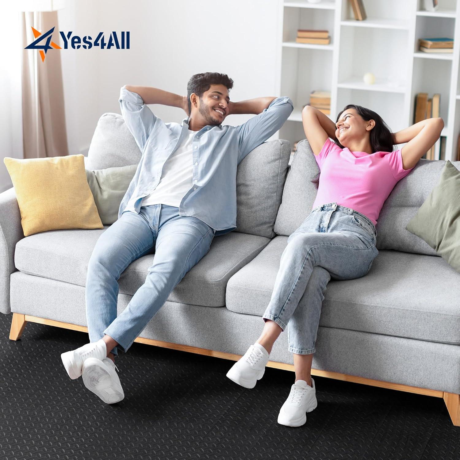 image:imageYes4All EVA Interlocking Mats Puzzle Floor Tiles Foam Floor Padding with Border for Furniture Home Space Living Room Garage 11153299 SQFTBlack