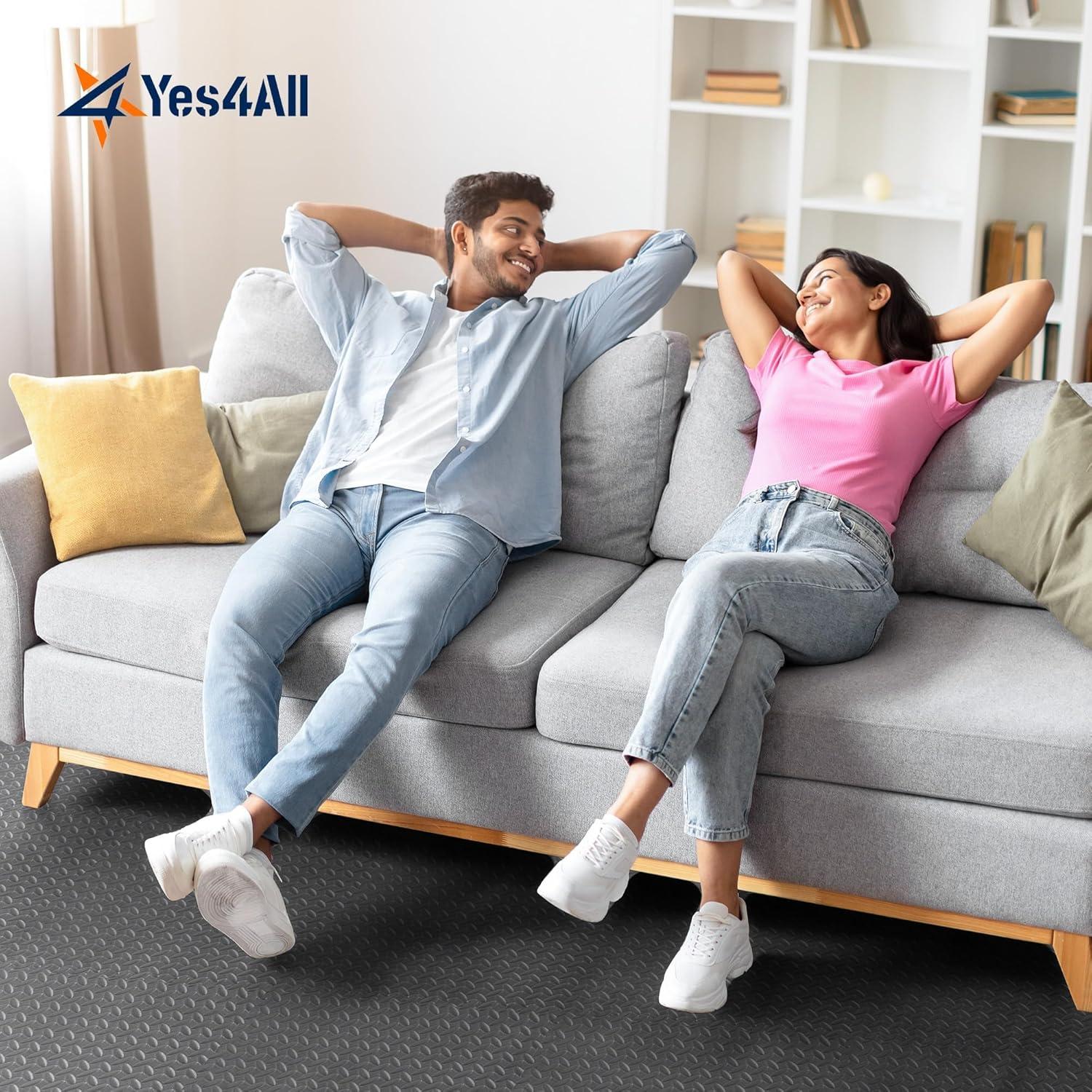image:imageYes4All EVA Interlocking Mats Puzzle Floor Tiles Foam Floor Padding with Border for Furniture Home Space Living Room Garage 11153299 SQFTBlack