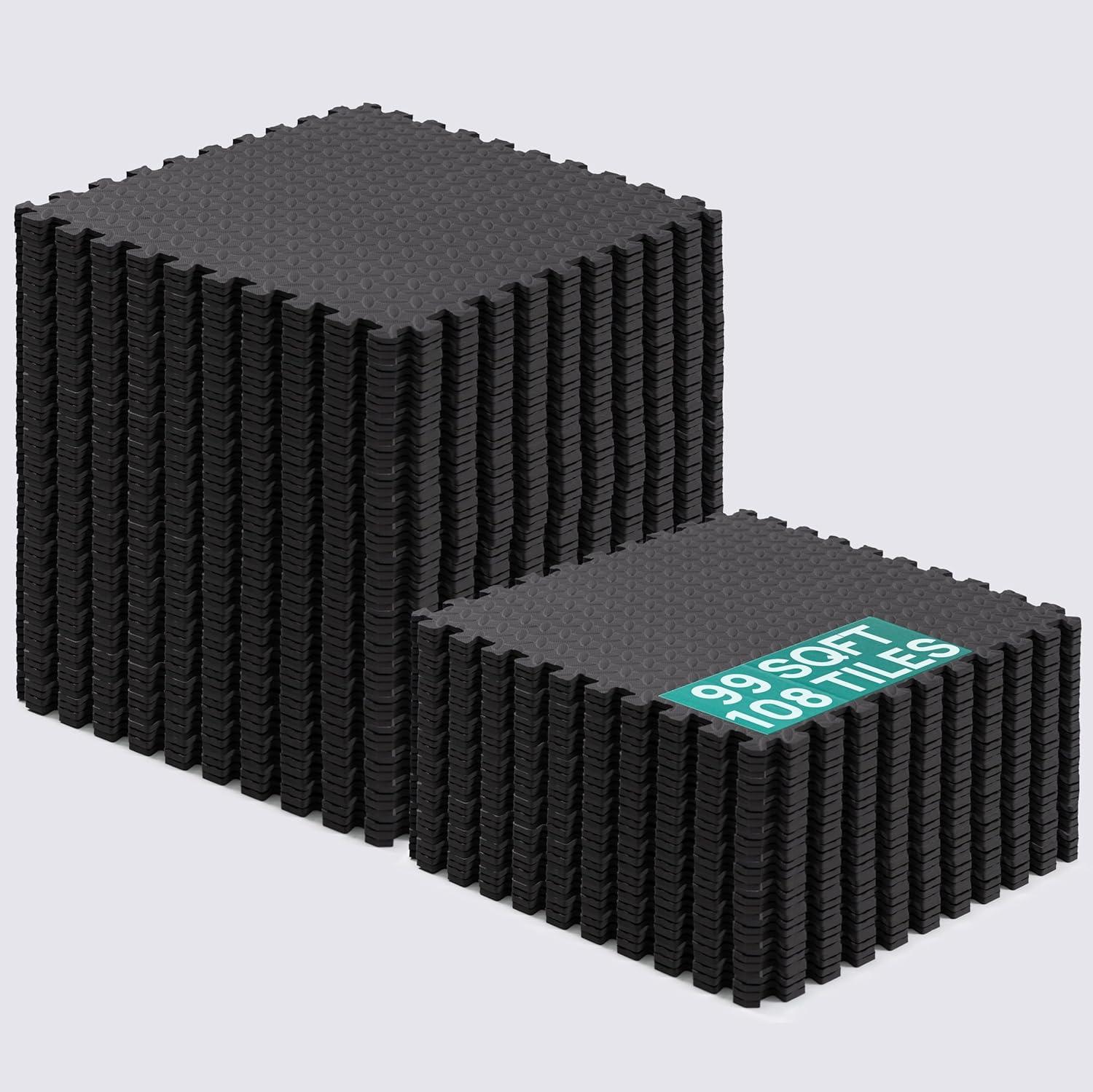 image:imageYes4All EVA Interlocking Mats Puzzle Floor Tiles Foam Floor Padding with Border for Furniture Home Space Living Room Garage 11153299 SQFTBlack