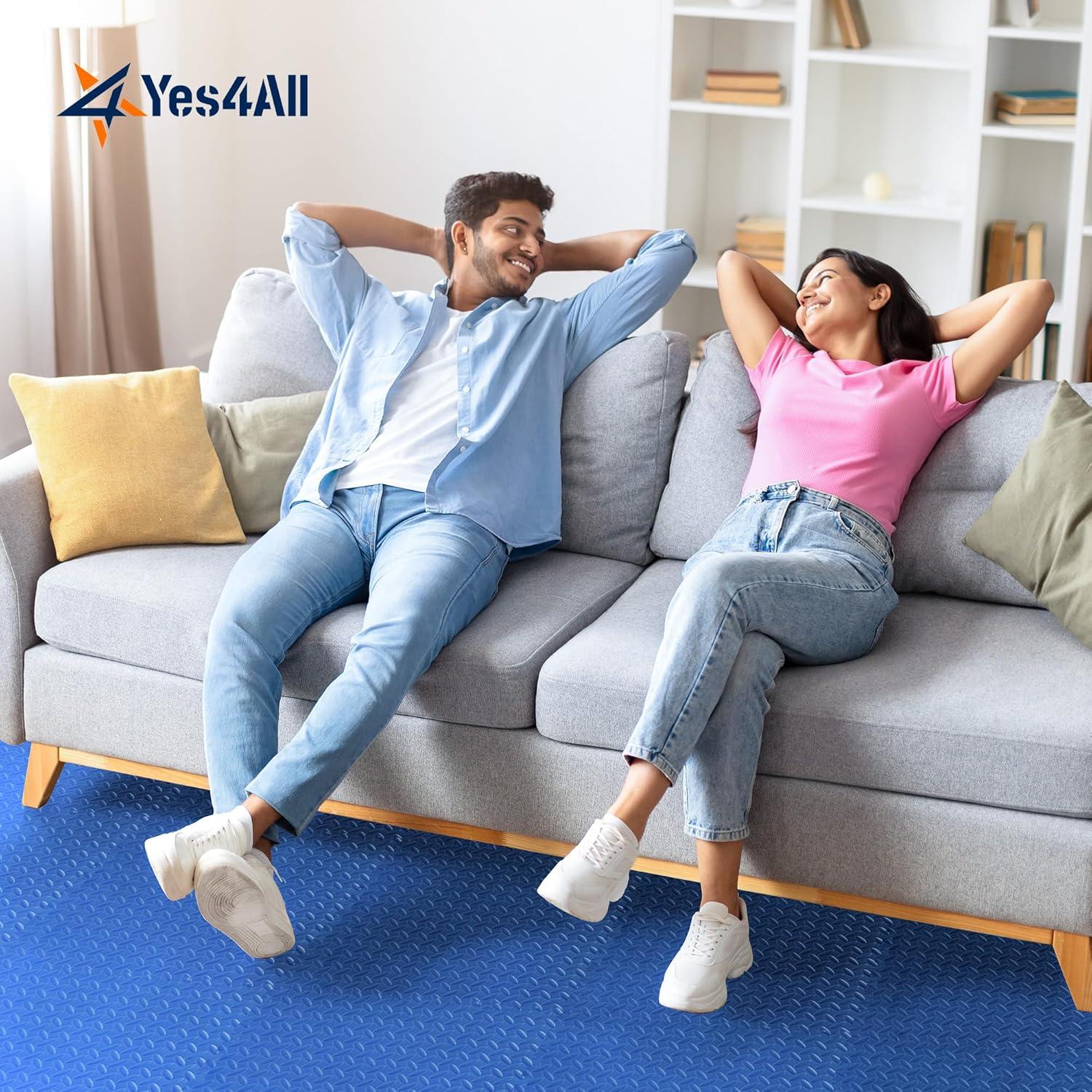 image:imageYes4All EVA Interlocking Mats Puzzle Floor Tiles Foam Floor Padding with Border for Furniture Home Space Living Room Garage 11153299 SQFTBlue