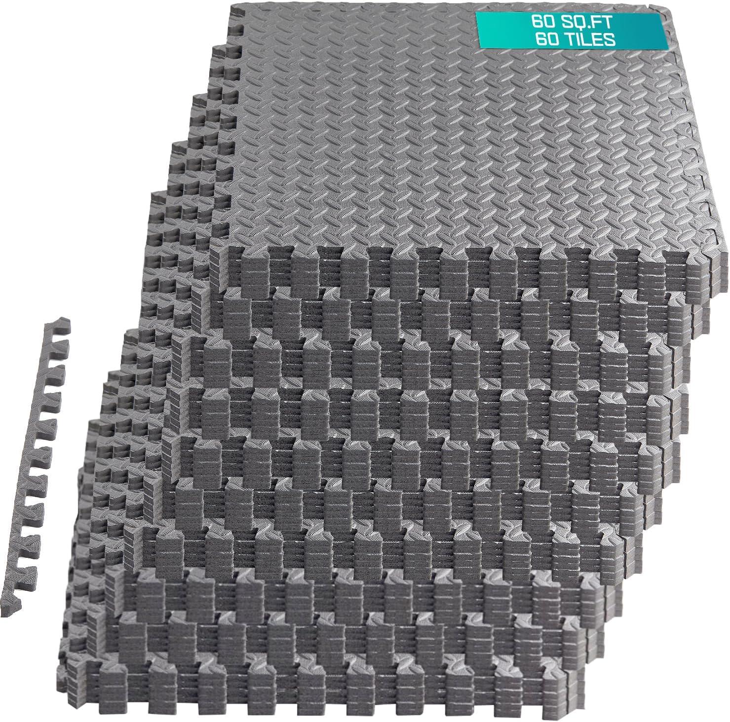 image:imageYes4All EVA Interlocking Mats Puzzle Floor Tiles Foam Floor Padding with Border for Furniture Home Space Living Room Garage 11153299 SQFTGrey