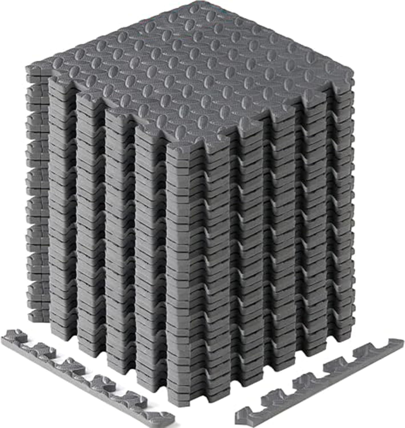 image:imageYes4All EVA Interlocking Mats Puzzle Floor Tiles Foam Floor Padding with Border for Furniture Home Space Living Room Garage 11153299 SQFTGrey
