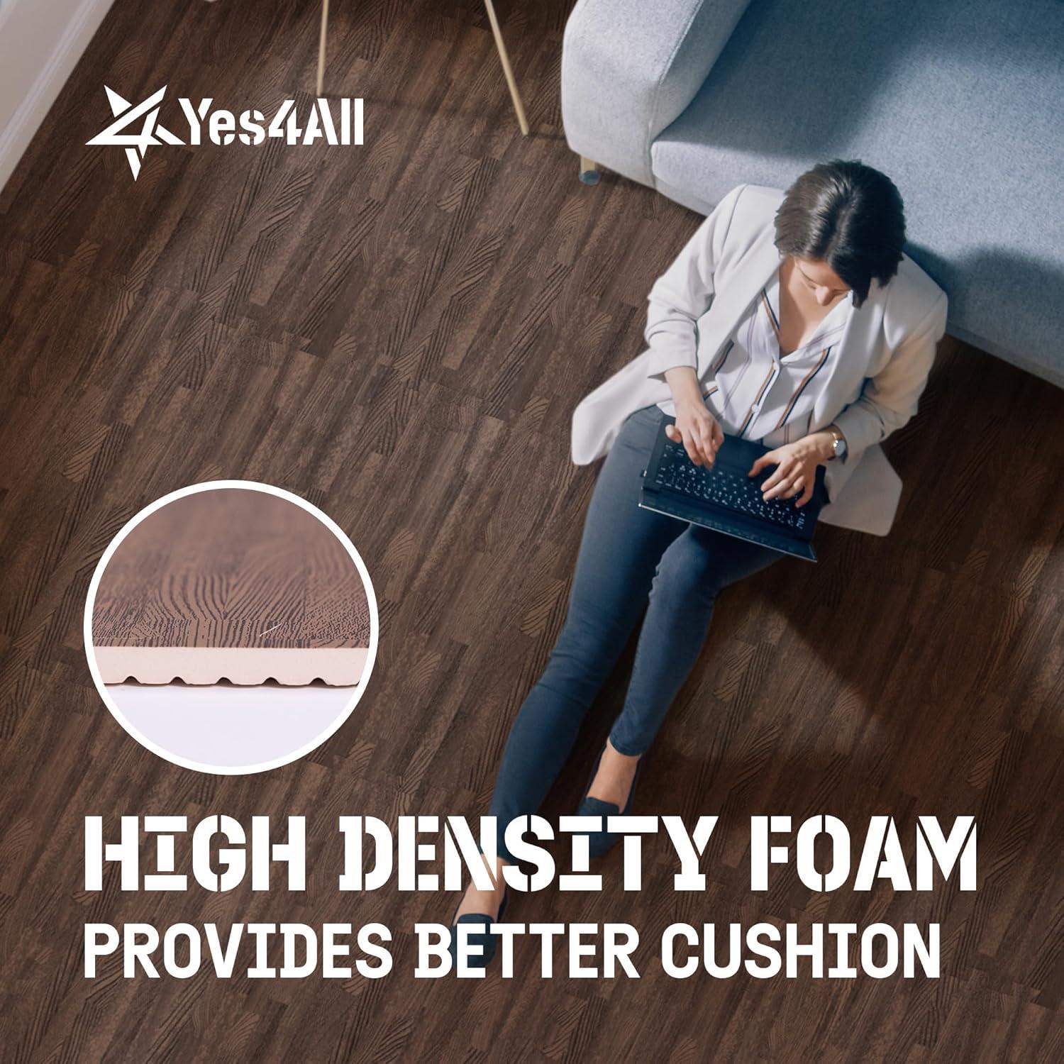 image:imageYes4All EVA Interlocking Mats Puzzle Floor Tiles Foam Floor Padding with Border for Furniture Home Space Living Room Garage 112232 SQFTB Oak Wood Dark