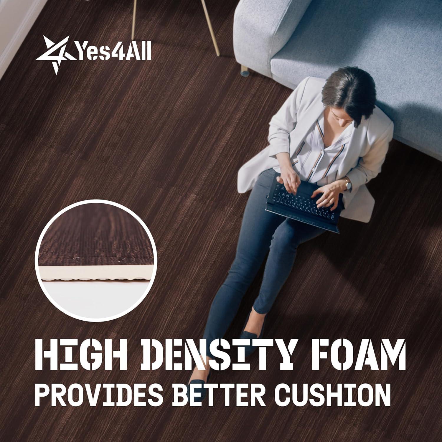 image:imageYes4All EVA Interlocking Mats Puzzle Floor Tiles Foam Floor Padding with Border for Furniture Home Space Living Room Garage 112232 SQFTD Walnut Wood Dark