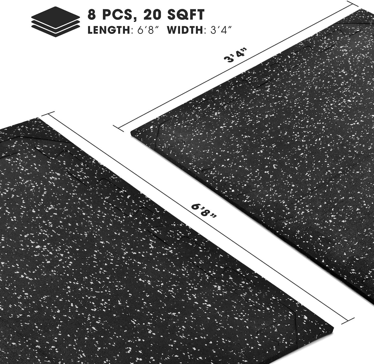 image:imageYes4All Heavy Duty 100 High Density Rubber Floor Tiles Interlocking Mat 6 Pcs 24 SQFT Black BlueGray Dot
