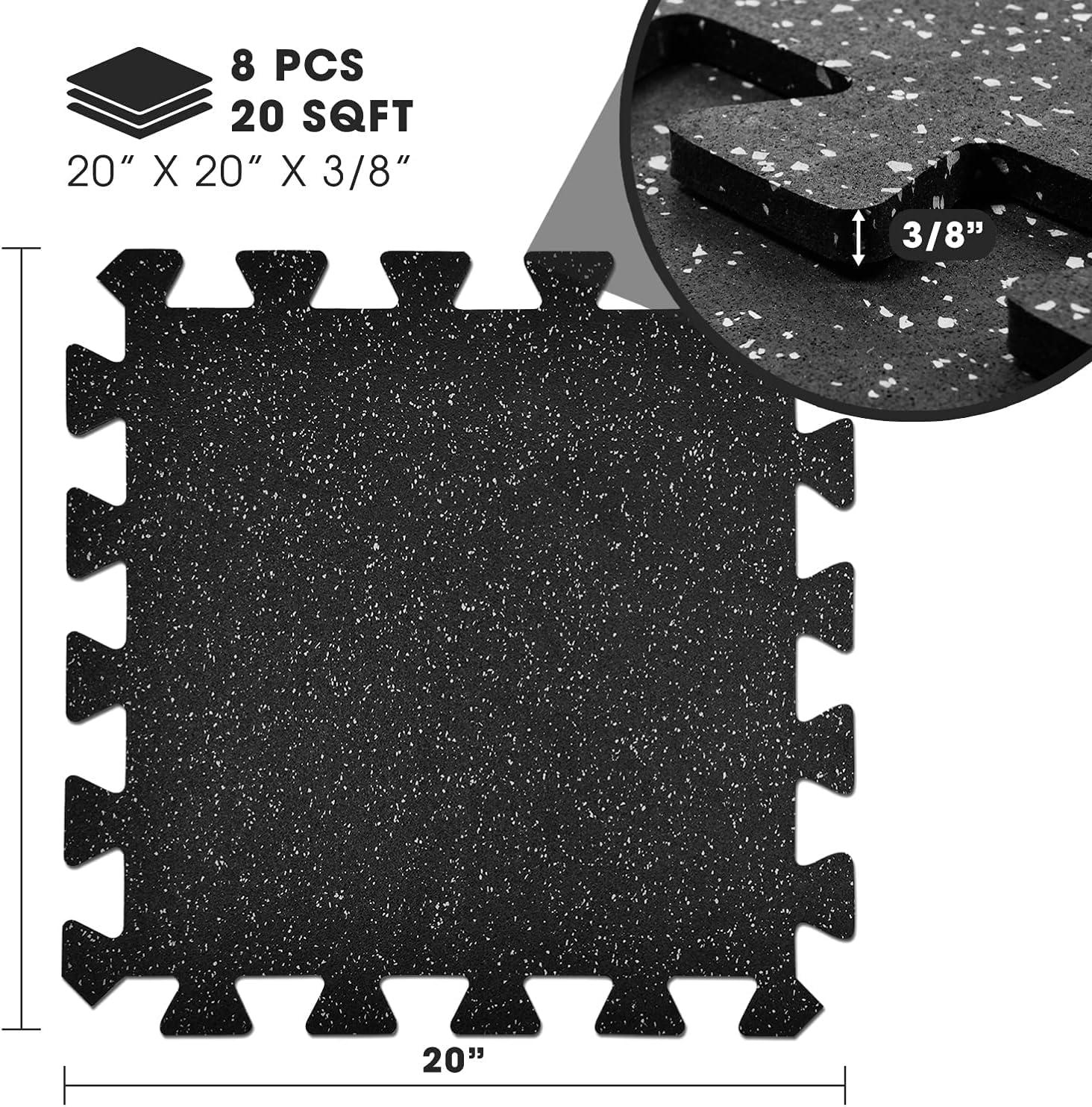 image:imageYes4All Heavy Duty 100 High Density Rubber Floor Tiles Interlocking Mat 6 Pcs 24 SQFT Black BlueGray Dot