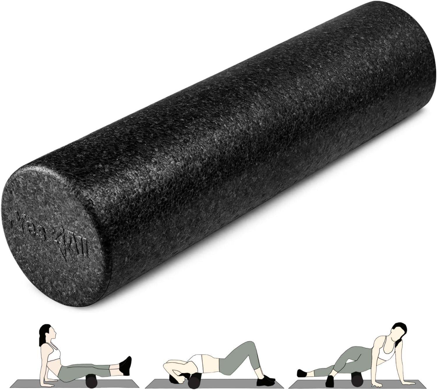 image:imageYes4All HighDensity EPP Round Back Roller Foam Exercise Foam Roller for Yoga Pilates amp Stretching 12 18 24 36 inchB Black