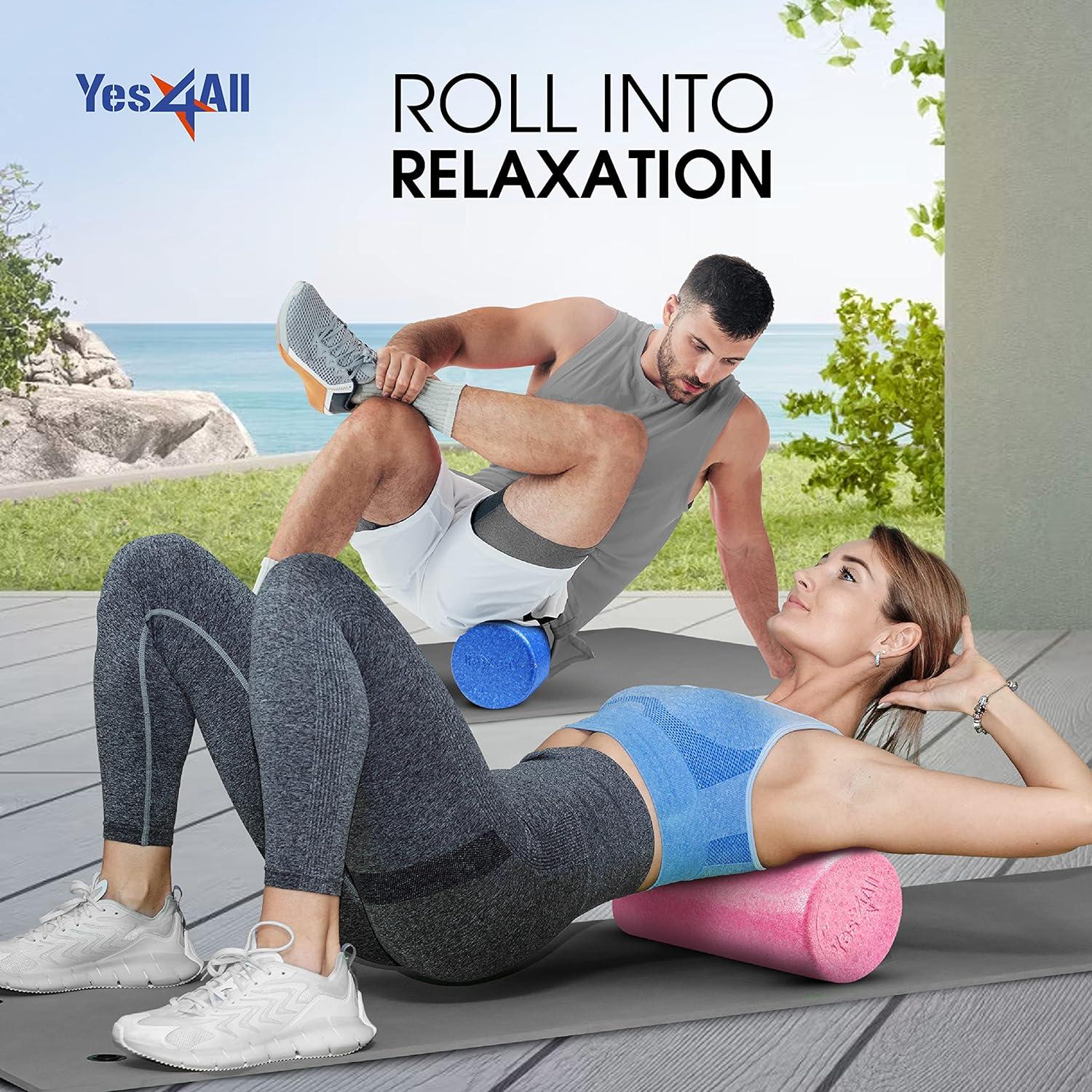 image:imageYes4All HighDensity EPP Round Back Roller Foam Exercise Foam Roller for Yoga Pilates amp Stretching 12 18 24 36 inchB Black