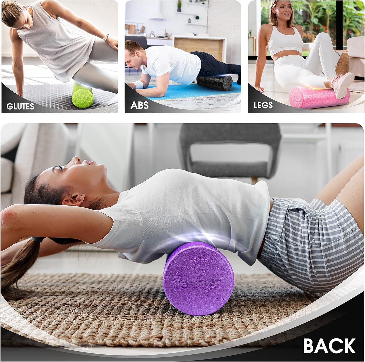 image:imageYes4All HighDensity EPP Round Back Roller Foam Exercise Foam Roller for Yoga Pilates amp Stretching 12 18 24 36 inchB Black
