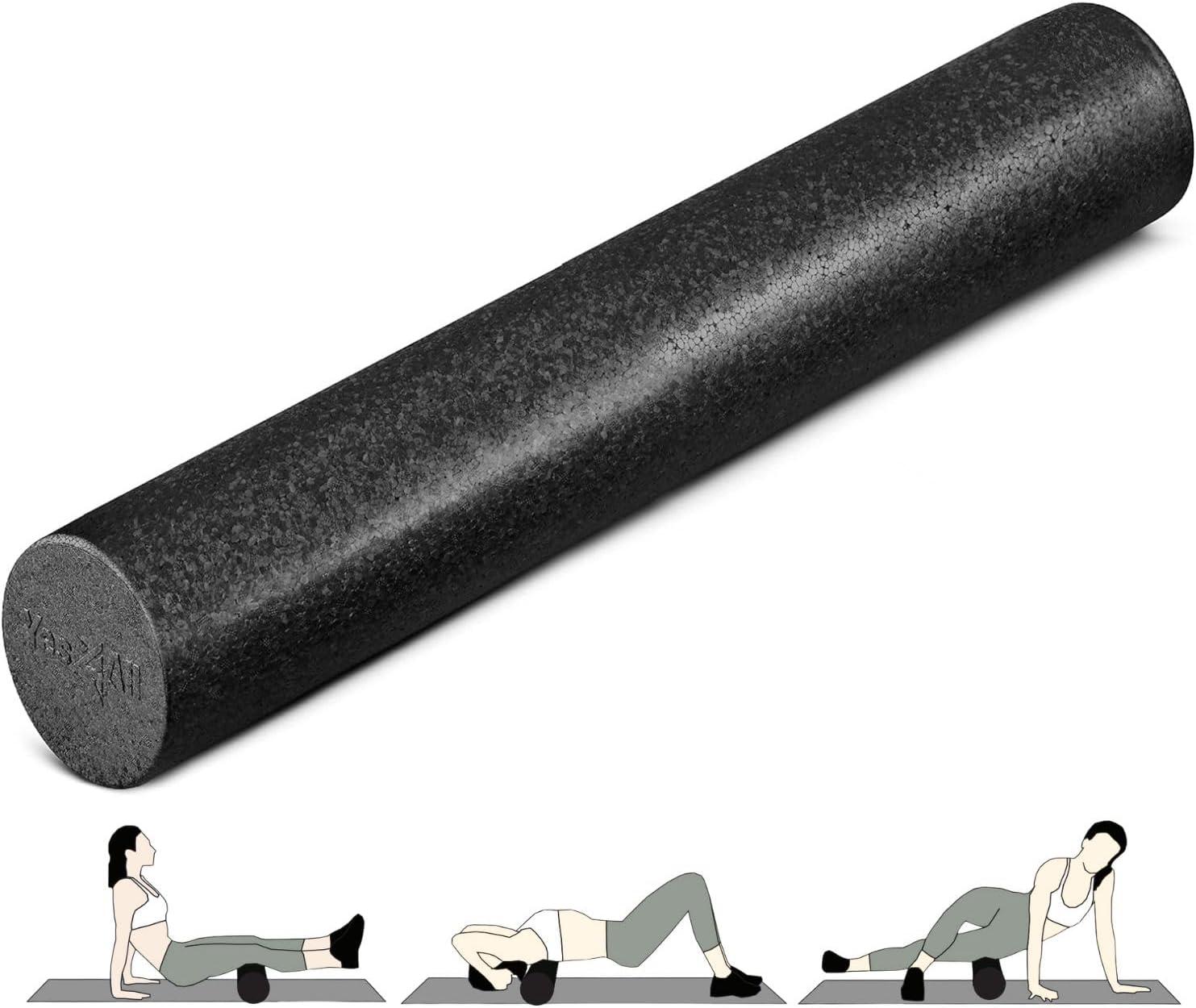 image:imageYes4All HighDensity EPP Round Back Roller Foam Exercise Foam Roller for Yoga Pilates amp Stretching 12 18 24 36 inchB Black