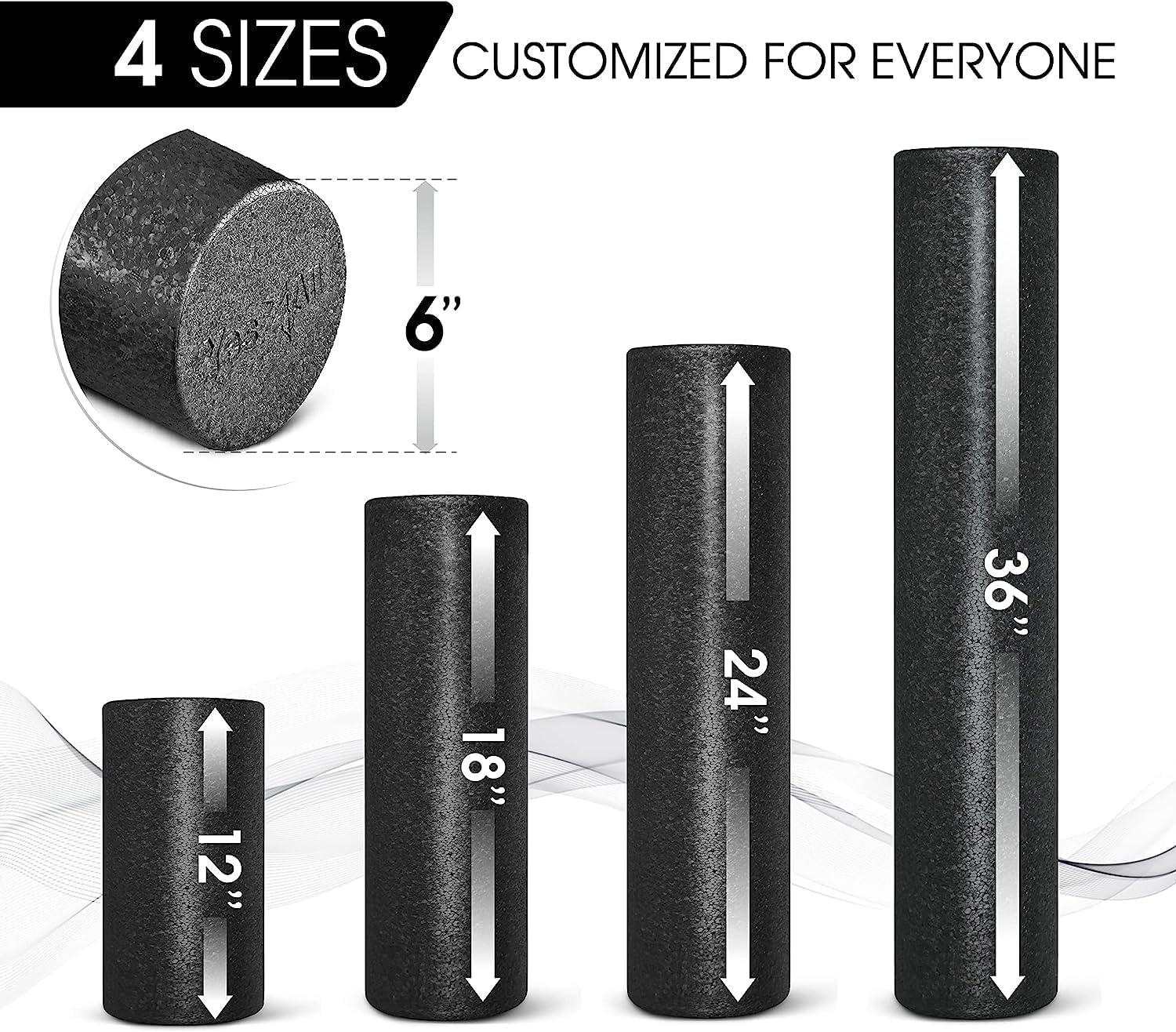 image:imageYes4All HighDensity EPP Round Back Roller Foam Exercise Foam Roller for Yoga Pilates amp Stretching 12 18 24 36 inchB Black