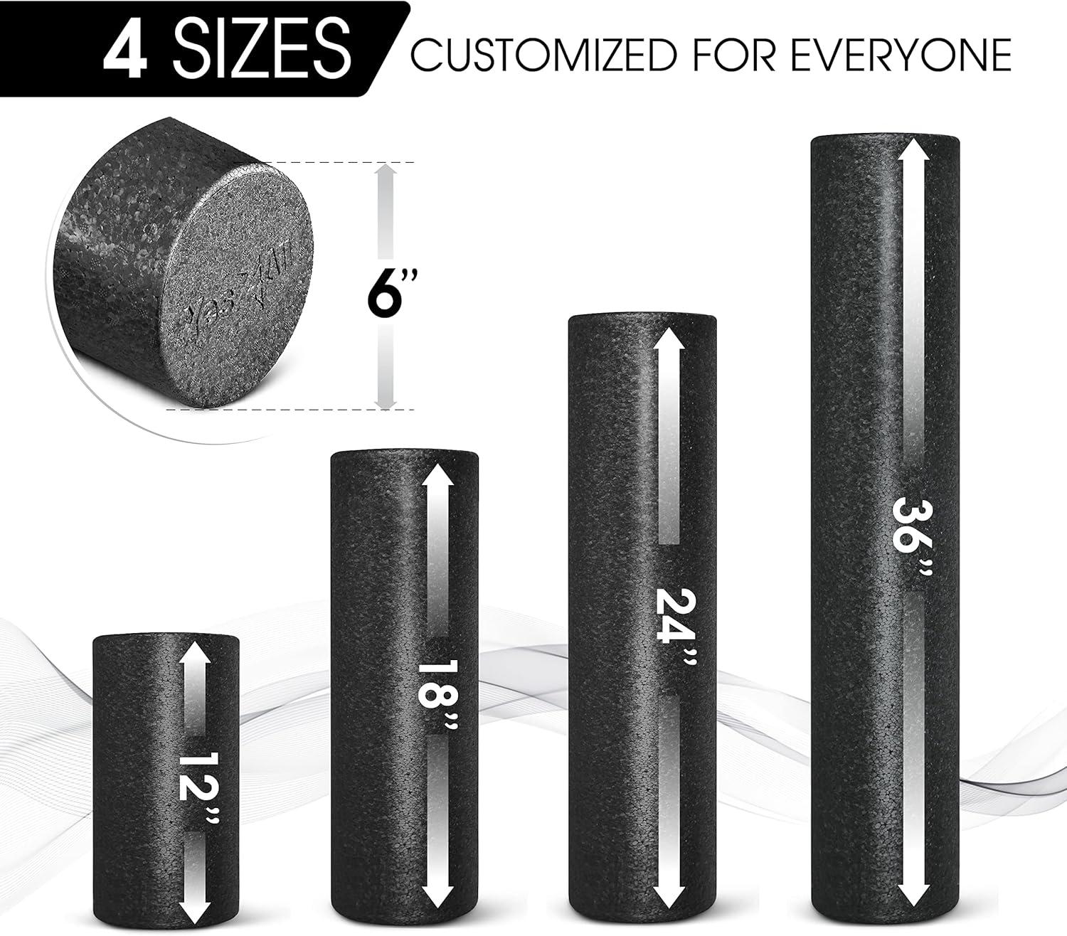 image:imageYes4All HighDensity EPP Round Back Roller Foam Exercise Foam Roller for Yoga Pilates amp Stretching 12 18 24 36 inchB Black