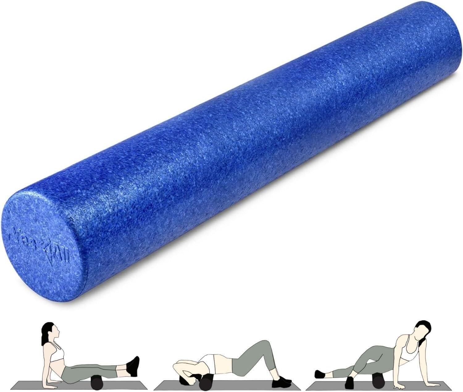 image:imageYes4All HighDensity EPP Round Back Roller Foam Exercise Foam Roller for Yoga Pilates amp Stretching 12 18 24 36 inchBlue