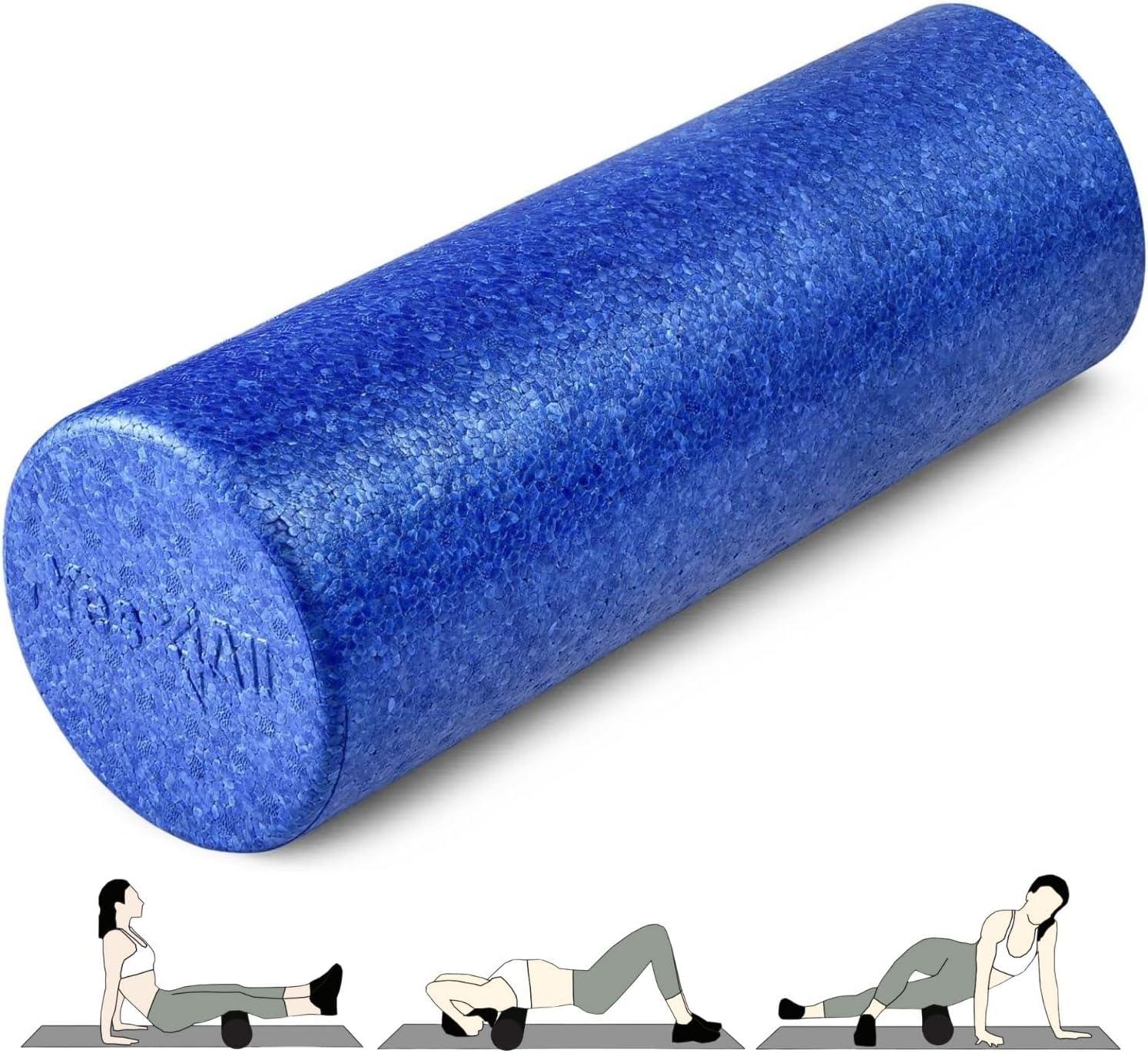 image:imageYes4All HighDensity EPP Round Back Roller Foam Exercise Foam Roller for Yoga Pilates amp Stretching 12 18 24 36 inchBlue