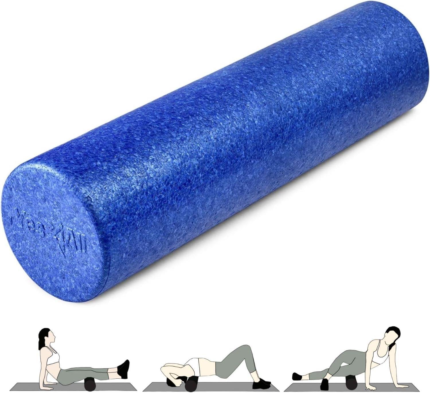 image:imageYes4All HighDensity EPP Round Back Roller Foam Exercise Foam Roller for Yoga Pilates amp Stretching 12 18 24 36 inchBlue