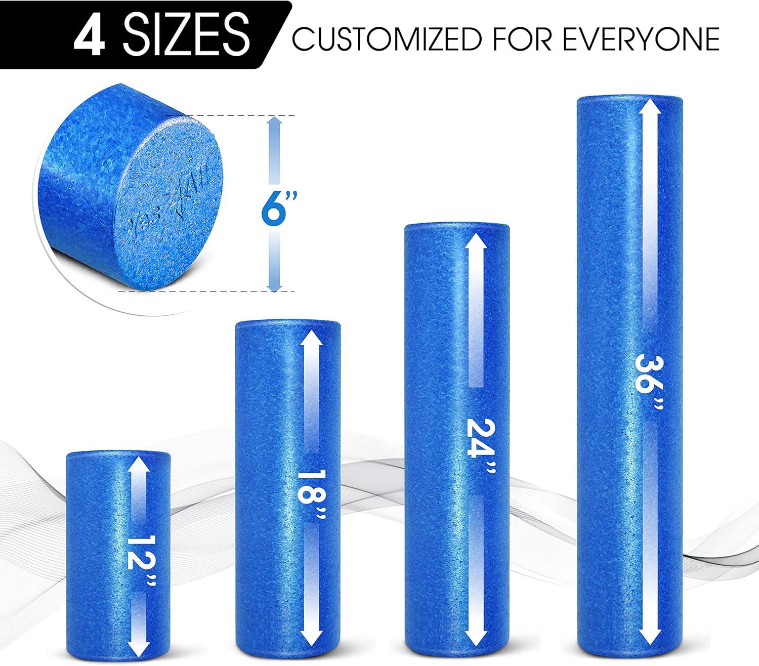 image:imageYes4All HighDensity EPP Round Back Roller Foam Exercise Foam Roller for Yoga Pilates amp Stretching 12 18 24 36 inchBlue