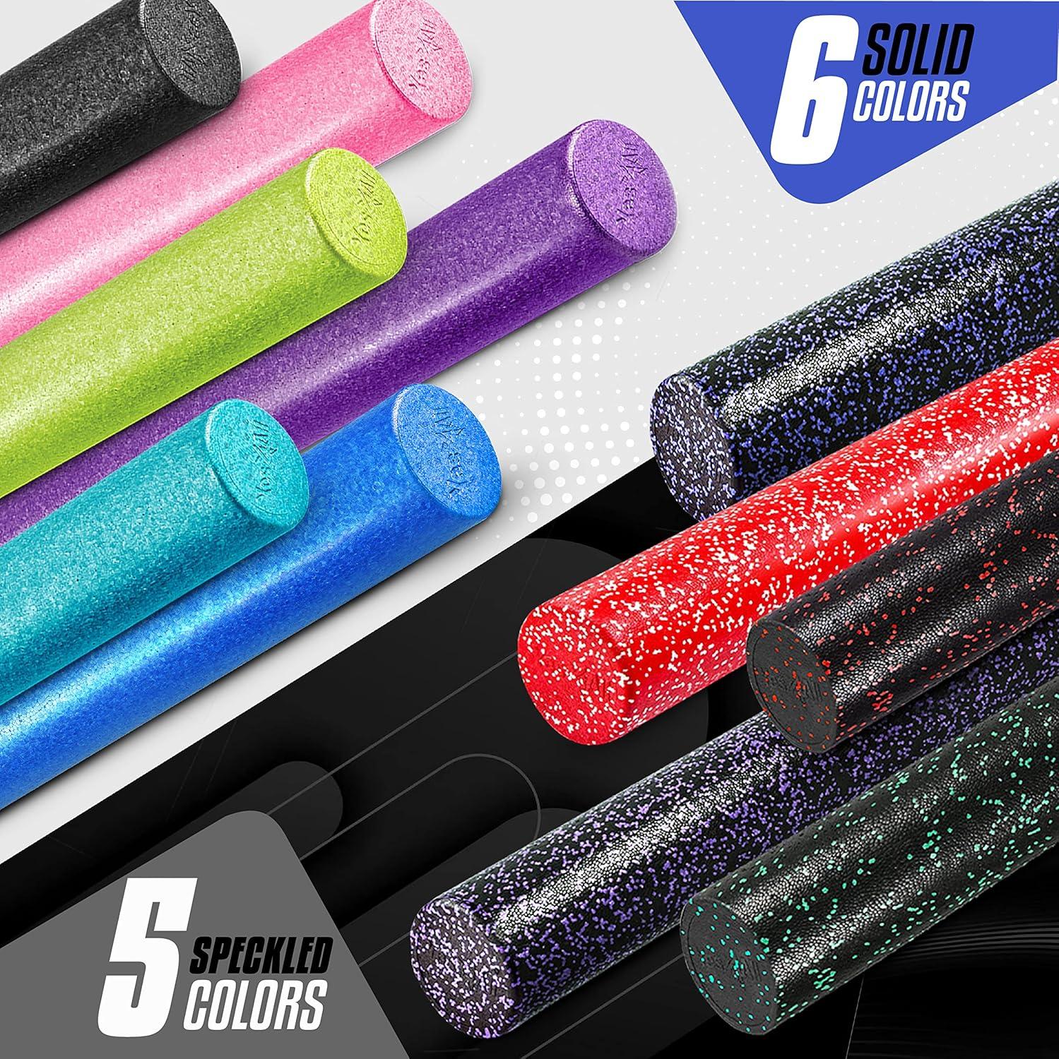 image:imageYes4All HighDensity EPP Round Back Roller Foam Exercise Foam Roller for Yoga Pilates amp Stretching 12 18 24 36 inchBlue Speckled