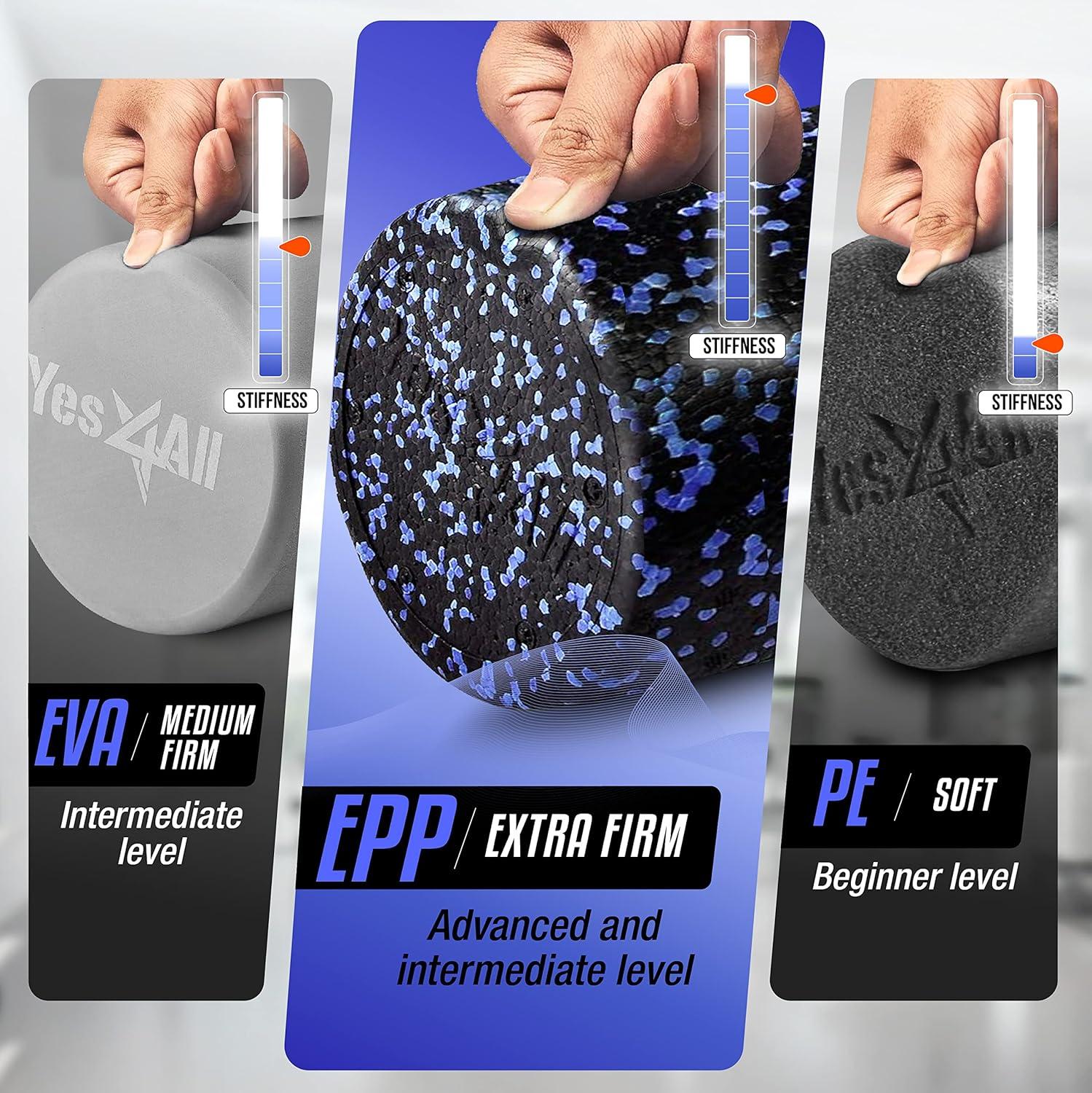 image:imageYes4All HighDensity EPP Round Back Roller Foam Exercise Foam Roller for Yoga Pilates amp Stretching 12 18 24 36 inchBlue Speckled