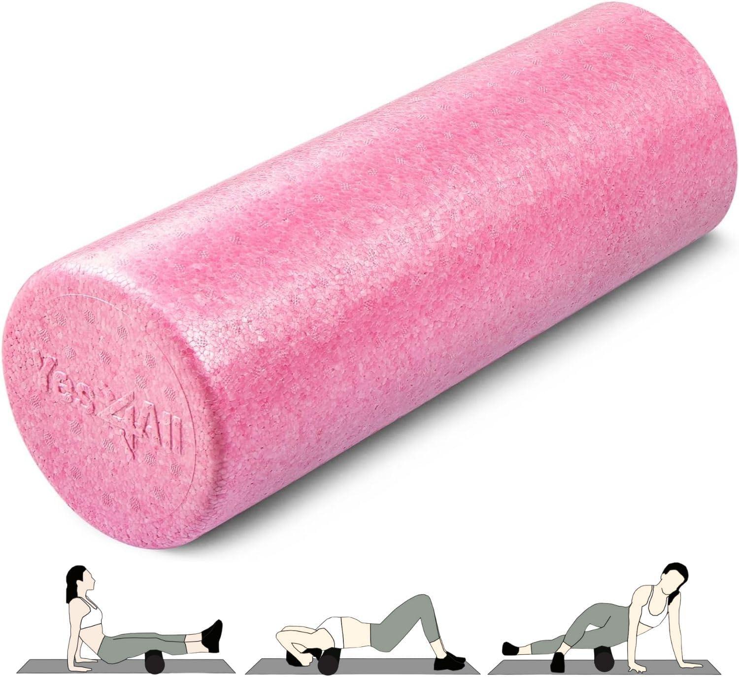 image:imageYes4All HighDensity EPP Round Back Roller Foam Exercise Foam Roller for Yoga Pilates amp Stretching 12 18 24 36 inchFuschia Rose