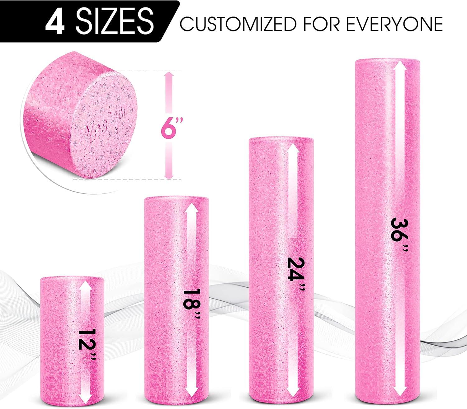 image:imageYes4All HighDensity EPP Round Back Roller Foam Exercise Foam Roller for Yoga Pilates amp Stretching 12 18 24 36 inchFuschia Rose