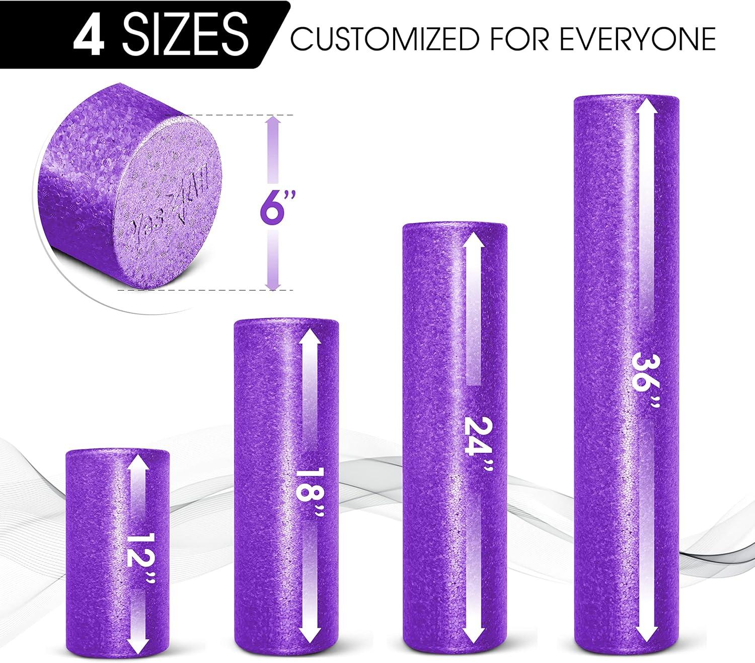 image:imageYes4All HighDensity EPP Round Back Roller Foam Exercise Foam Roller for Yoga Pilates amp Stretching 12 18 24 36 inchPurple