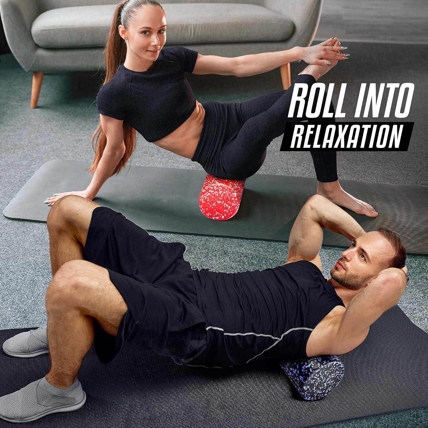 image:imageYes4All HighDensity EPP Round Back Roller Foam Exercise Foam Roller for Yoga Pilates amp Stretching 12 18 24 36 inchRed Snow