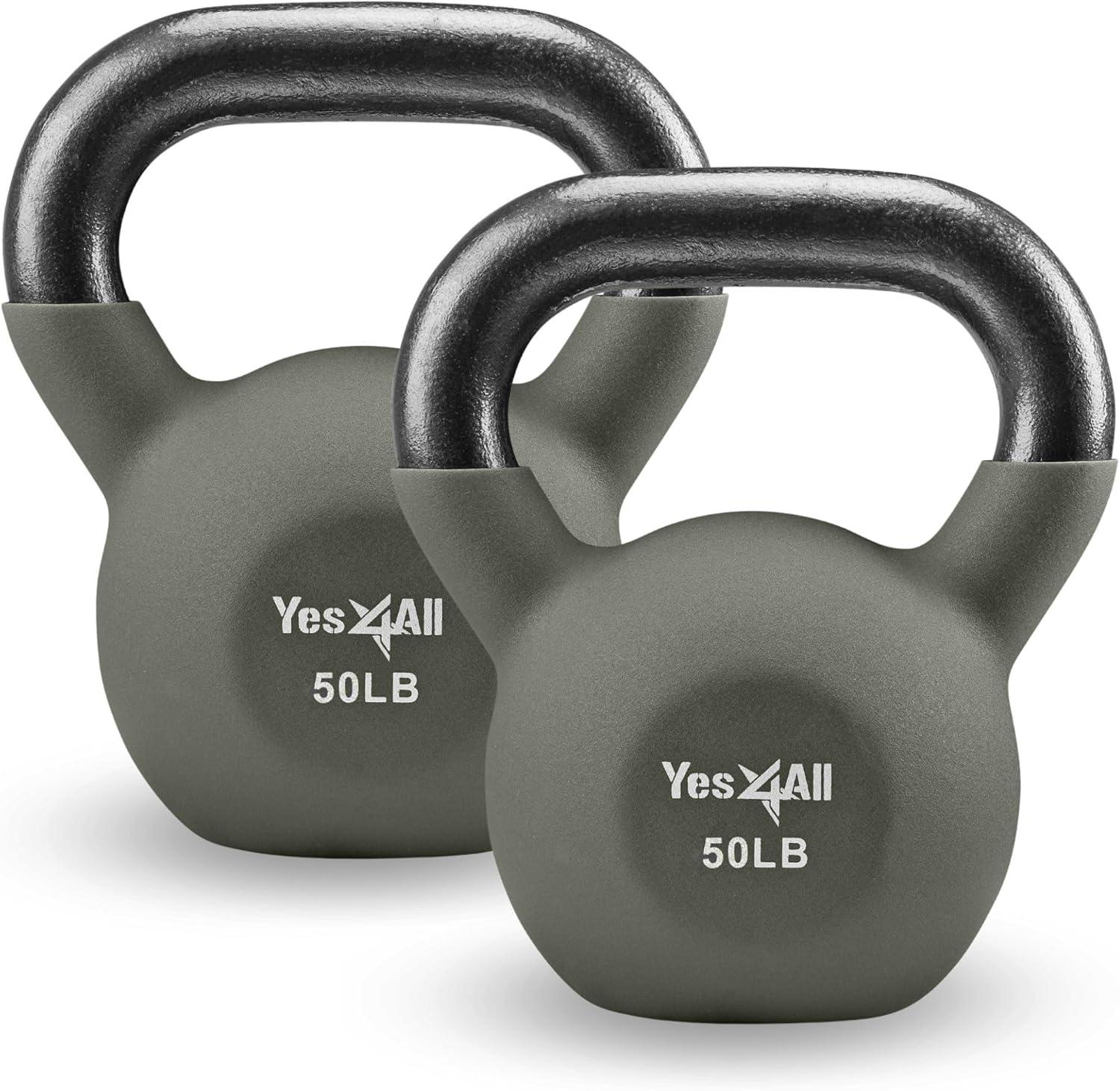 image:imageYes4All Kettlebell 565 LB Neoprene Coated Cast Iron Kettlebells Wide Grip Handle amp Flat Bottom for Swings Squats Deadlifts Push Ups amp Full Body Training at Home Gym Single amp SetL 50LB Gunmetal