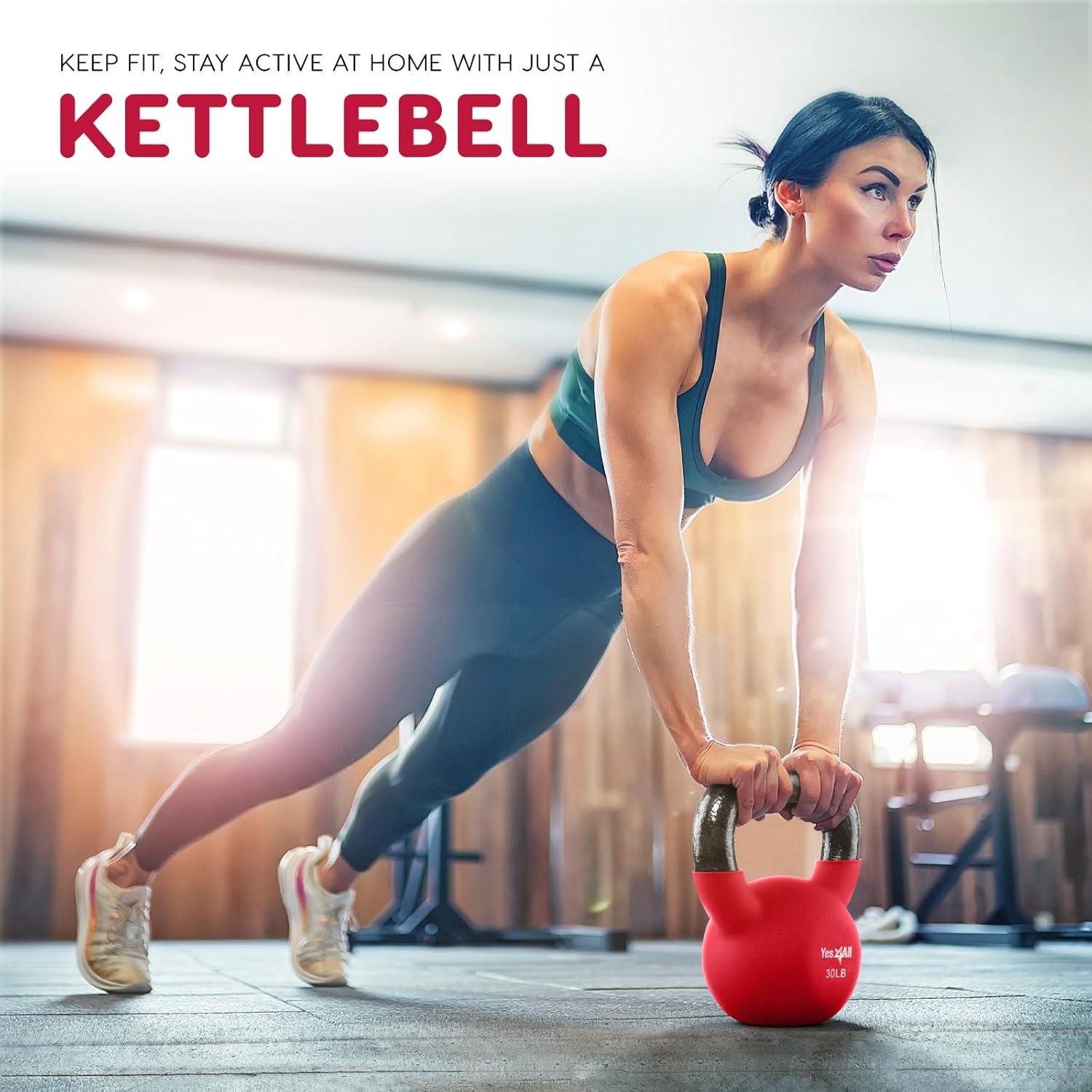 image:imageYes4All Kettlebell 565 LB Neoprene Coated Cast Iron Kettlebells Wide Grip Handle amp Flat Bottom for Swings Squats Deadlifts Push Ups amp Full Body Training at Home Gym Single amp SetB 10LB Peacock Blue