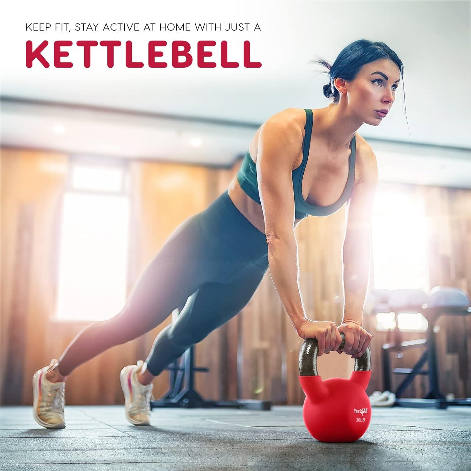 image:imageYes4All Kettlebell 565 LB Neoprene Coated Cast Iron Kettlebells Wide Grip Handle amp Flat Bottom for Swings Squats Deadlifts Push Ups amp Full Body Training at Home Gym Single amp SetB 10LB Peacock Blue