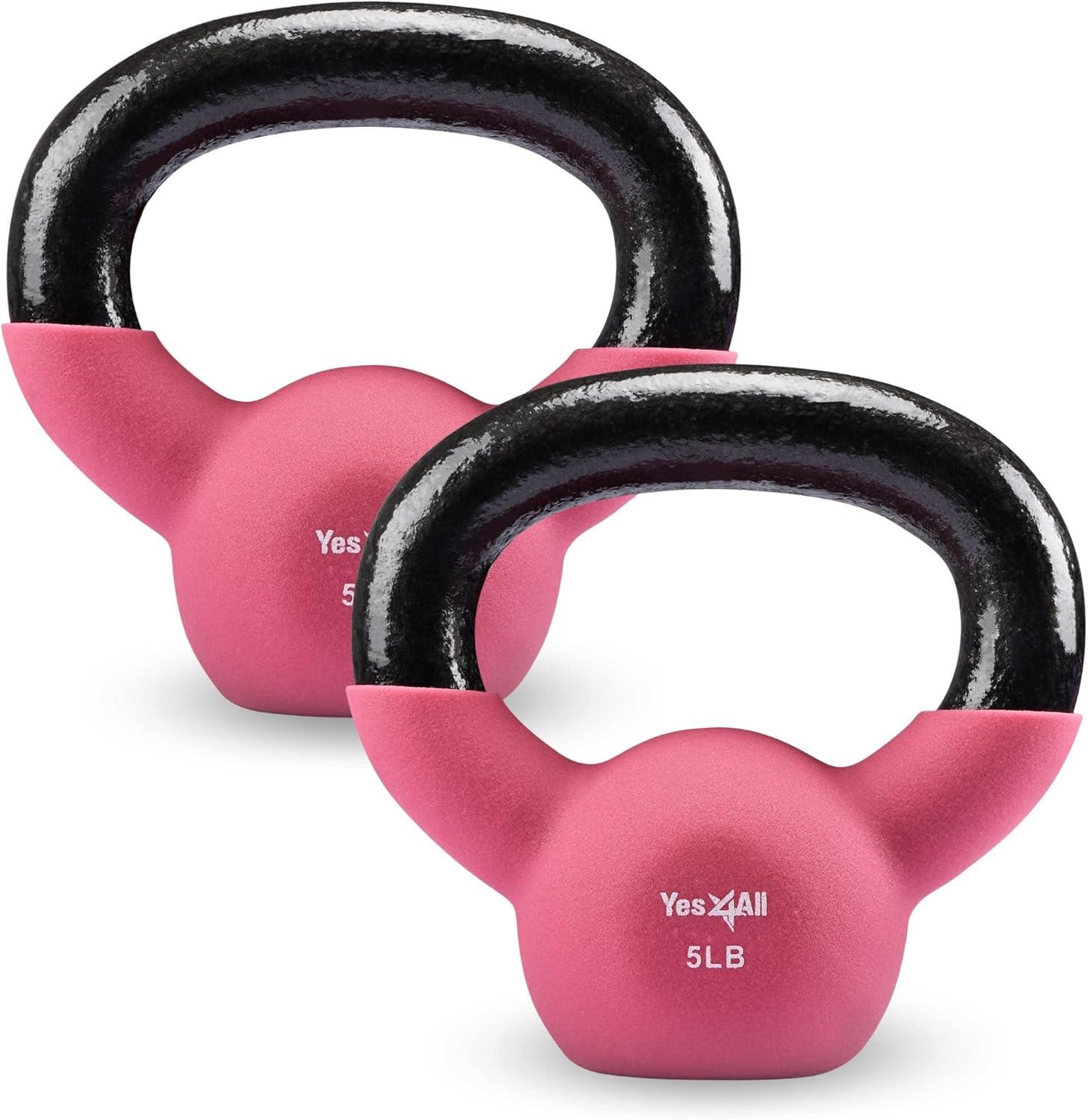 image:imageYes4All Kettlebell 565 LB Neoprene Coated Cast Iron Kettlebells Wide Grip Handle amp Flat Bottom for Swings Squats Deadlifts Push Ups amp Full Body Training at Home Gym Single amp SetA1 5LB Fruit Dove