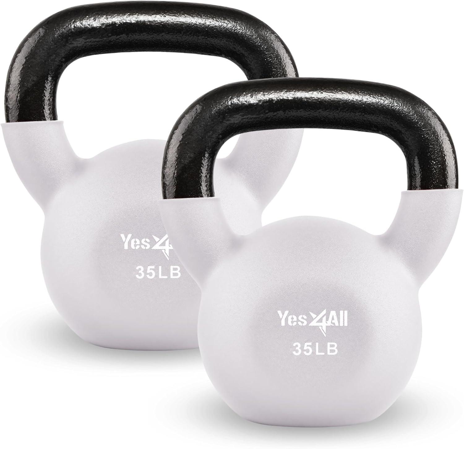 image:imageYes4All Kettlebell 565 LB Neoprene Coated Cast Iron Kettlebells Wide Grip Handle amp Flat Bottom for Swings Squats Deadlifts Push Ups amp Full Body Training at Home Gym Single amp SetH 35LB Cloud Dancer