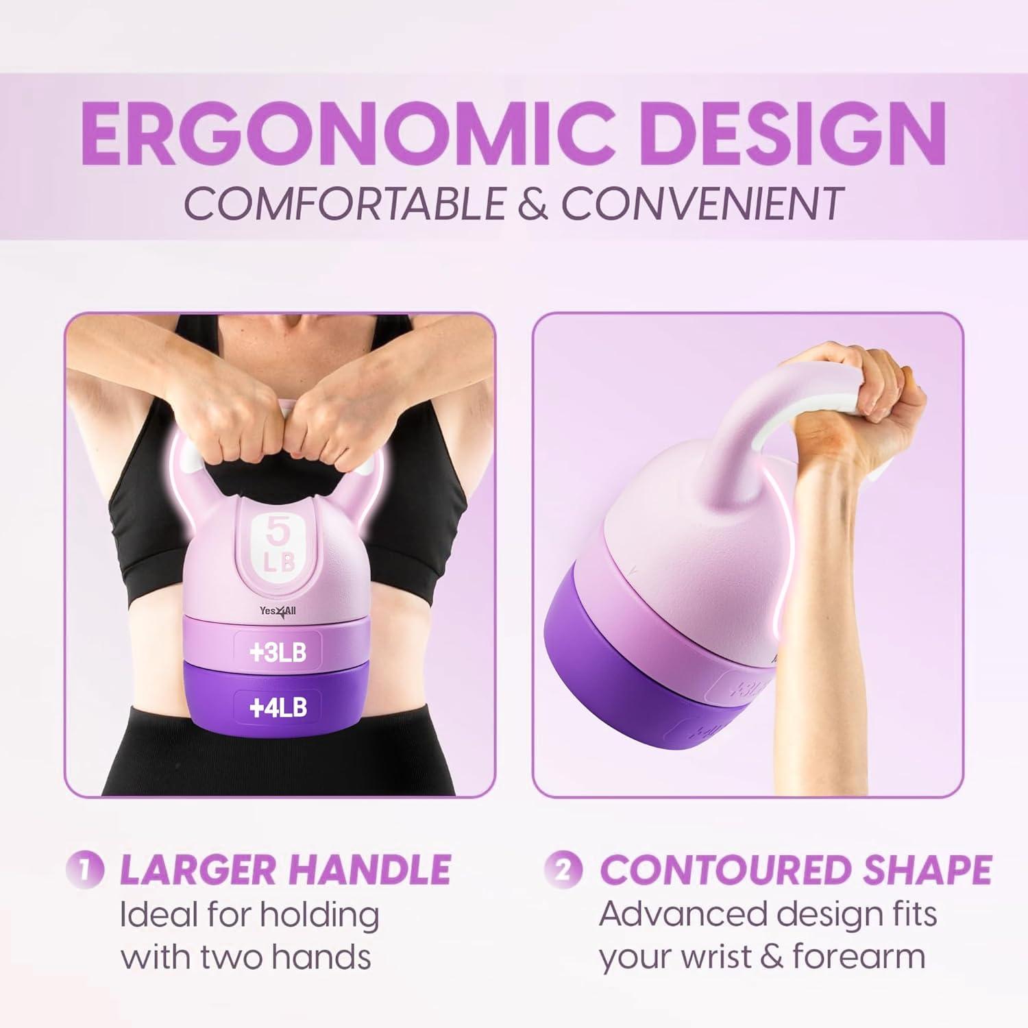 image:imageYes4All Kettlebell Sets Adjustable Kettlebell Set for Strength Training Kettlebells Adjustable Weight for Versatile WorkoutsA Purple