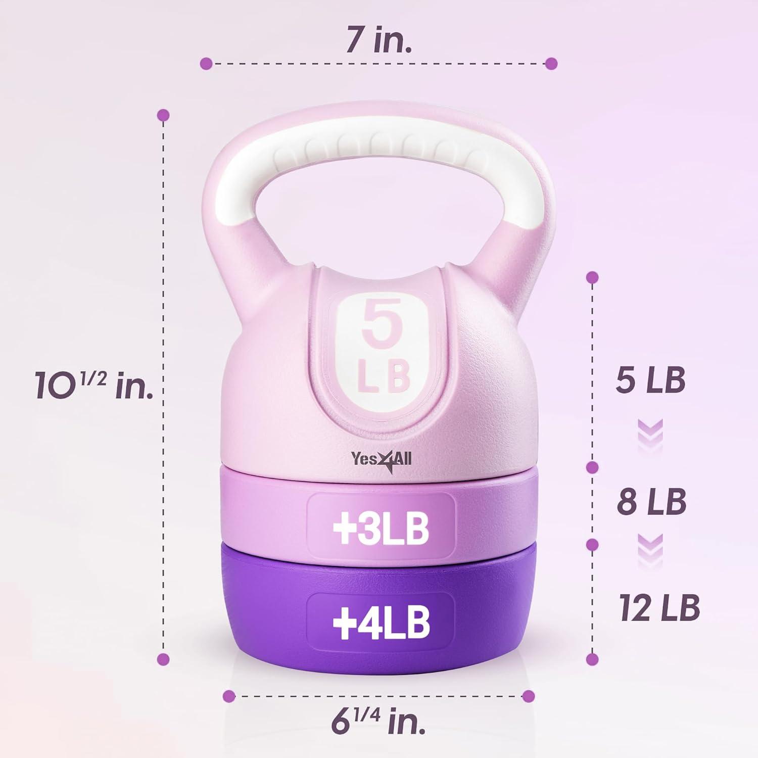image:imageYes4All Kettlebell Sets Adjustable Kettlebell Set for Strength Training Kettlebells Adjustable Weight for Versatile WorkoutsA Purple