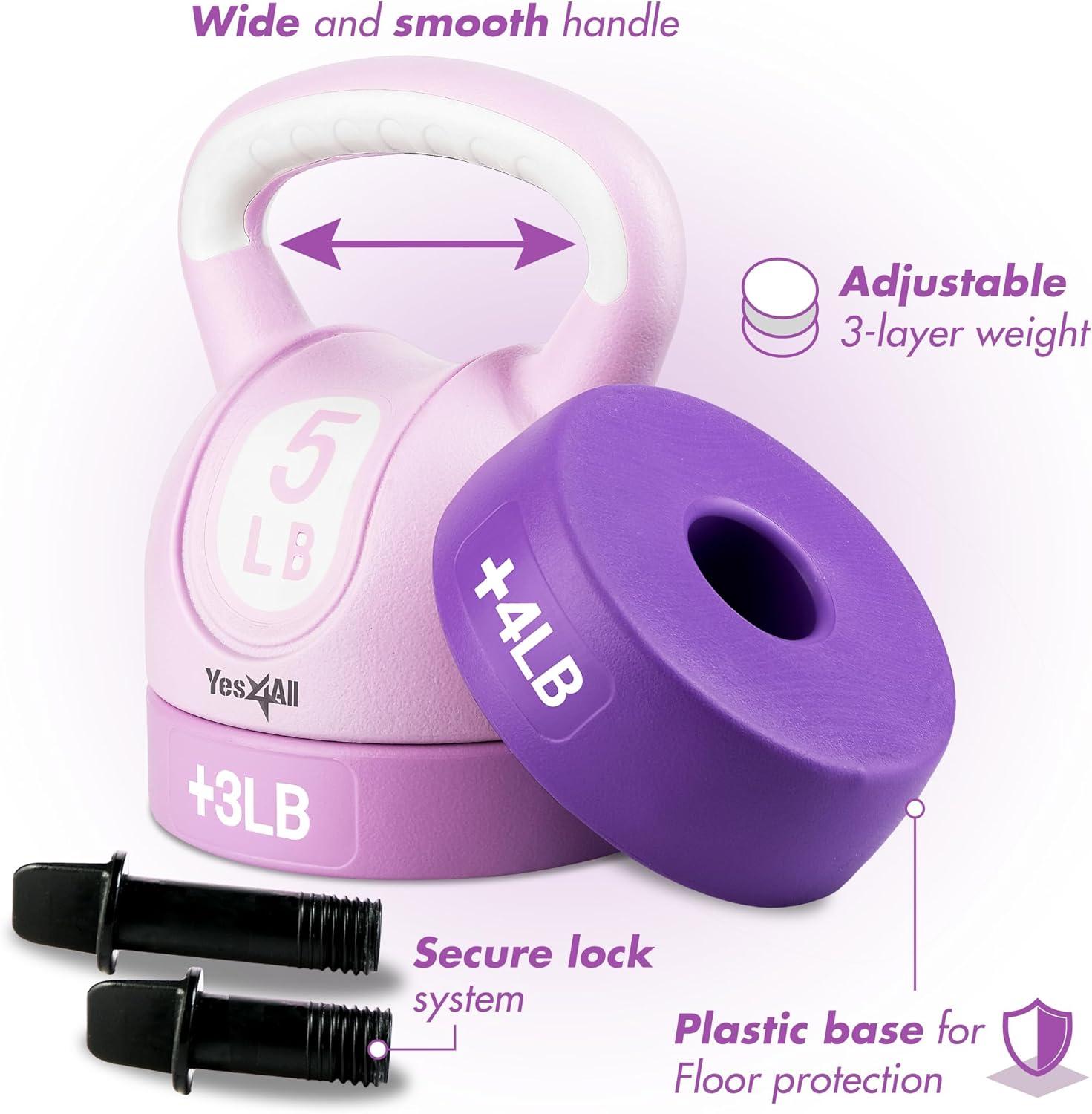 image:imageYes4All Kettlebell Sets Adjustable Kettlebell Set for Strength Training Kettlebells Adjustable Weight for Versatile WorkoutsA Purple