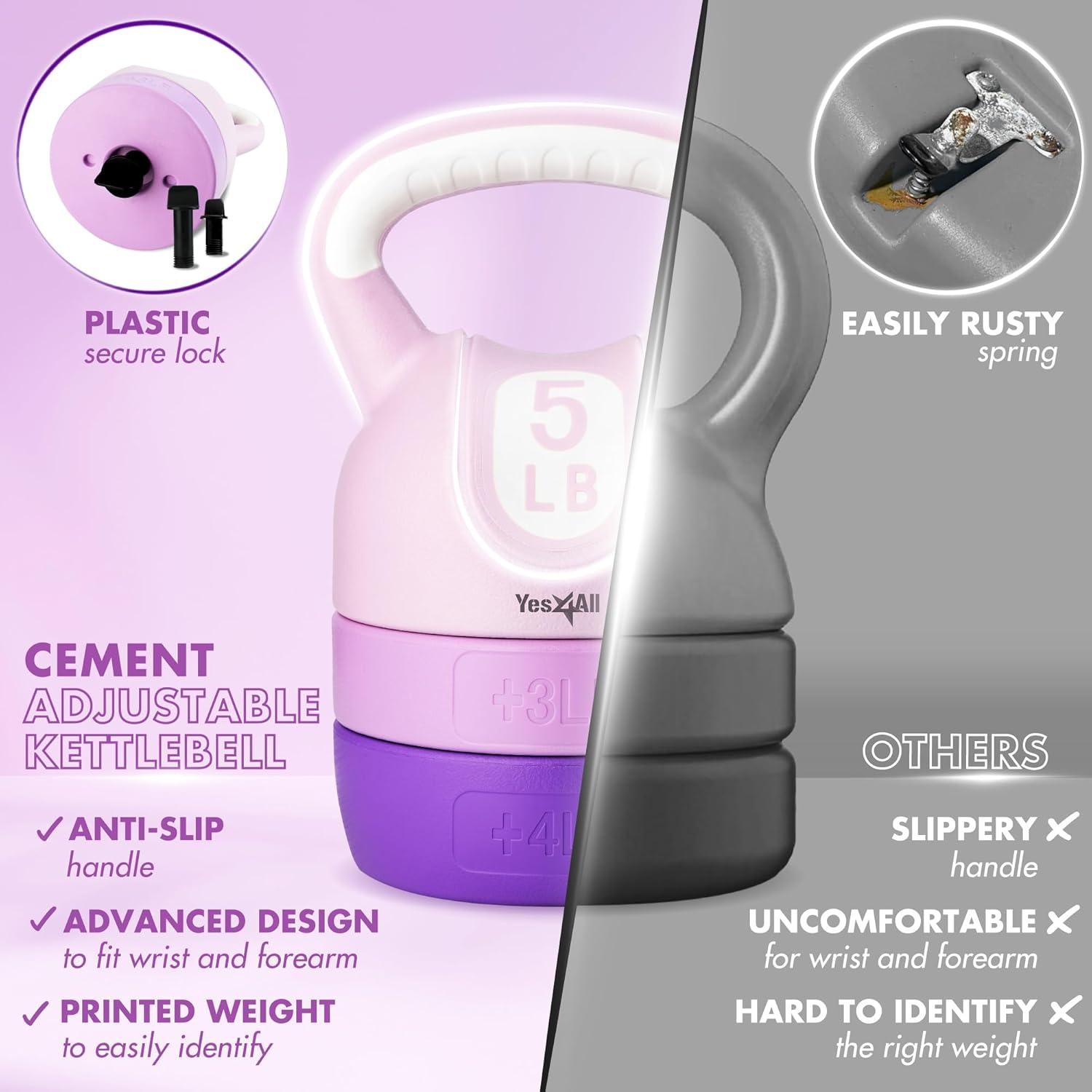 image:imageYes4All Kettlebell Sets Adjustable Kettlebell Set for Strength Training Kettlebells Adjustable Weight for Versatile WorkoutsA Purple