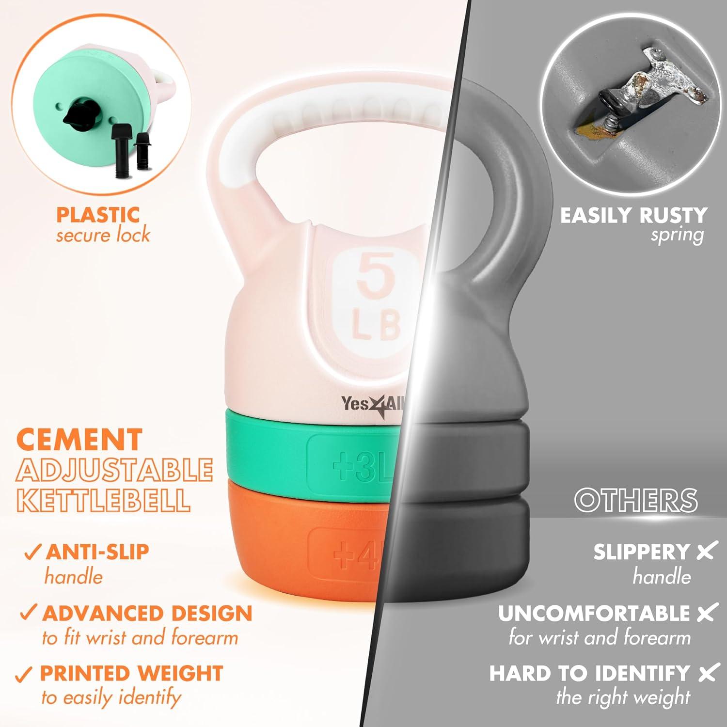 image:imageYes4All Kettlebell Sets Adjustable Kettlebell Set for Strength Training Kettlebells Adjustable Weight for Versatile WorkoutsB Pastel